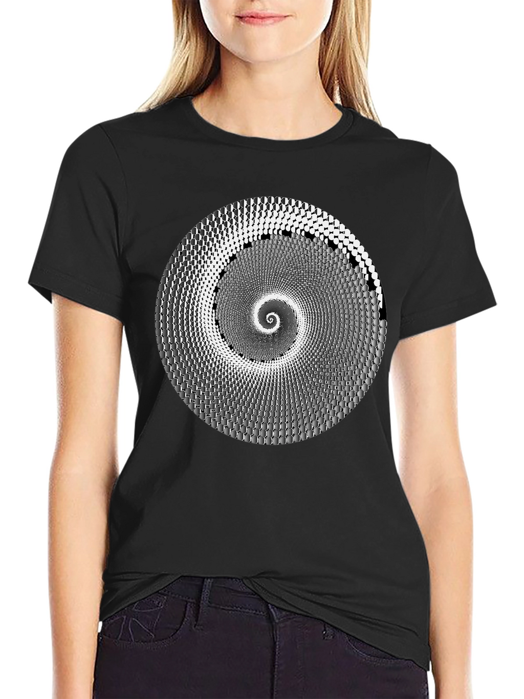 Hypnotic Spiral Graphic Tee - Black Cotton T-Shirt