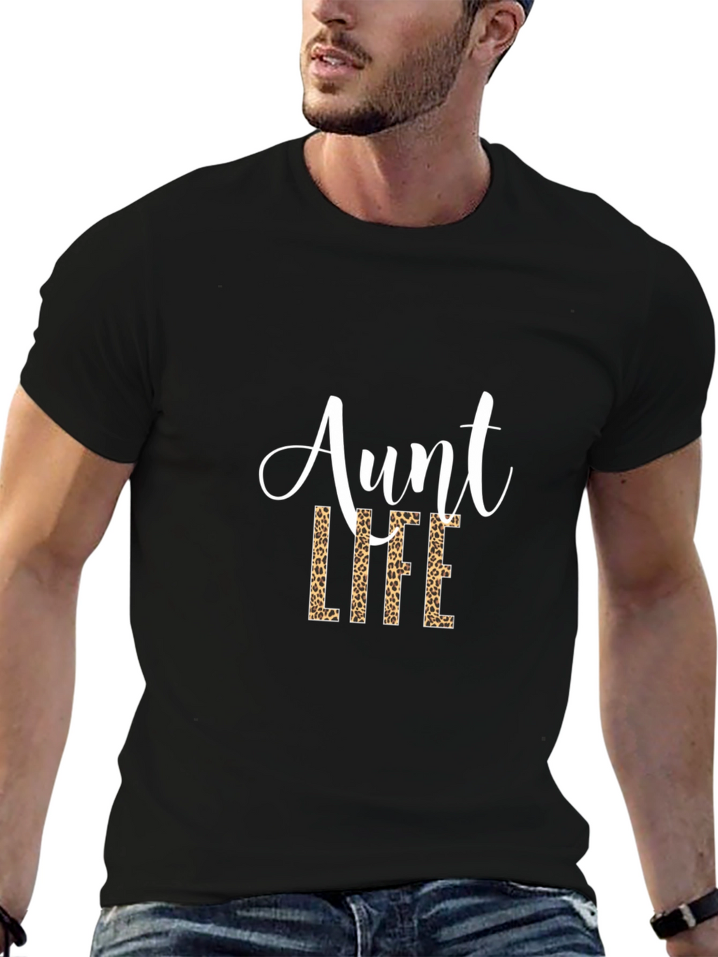 Aunt Life Leopard Print Graphic Tee