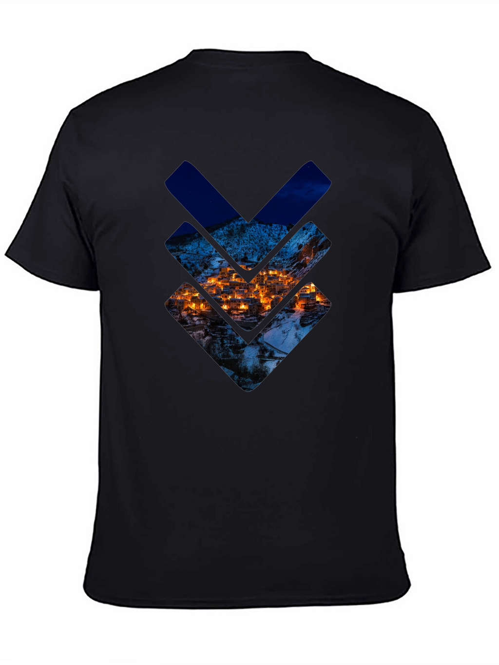 Urban Townscape Graphic Tee - Stylish Black T-Shirt