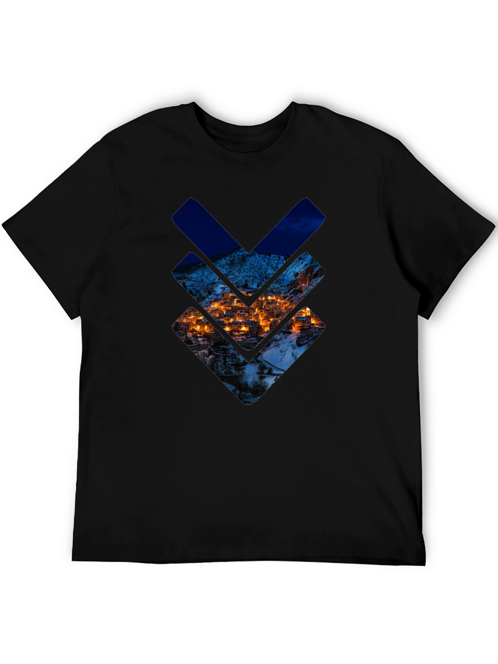 Urban Townscape Graphic Tee - Stylish Black T-Shirt