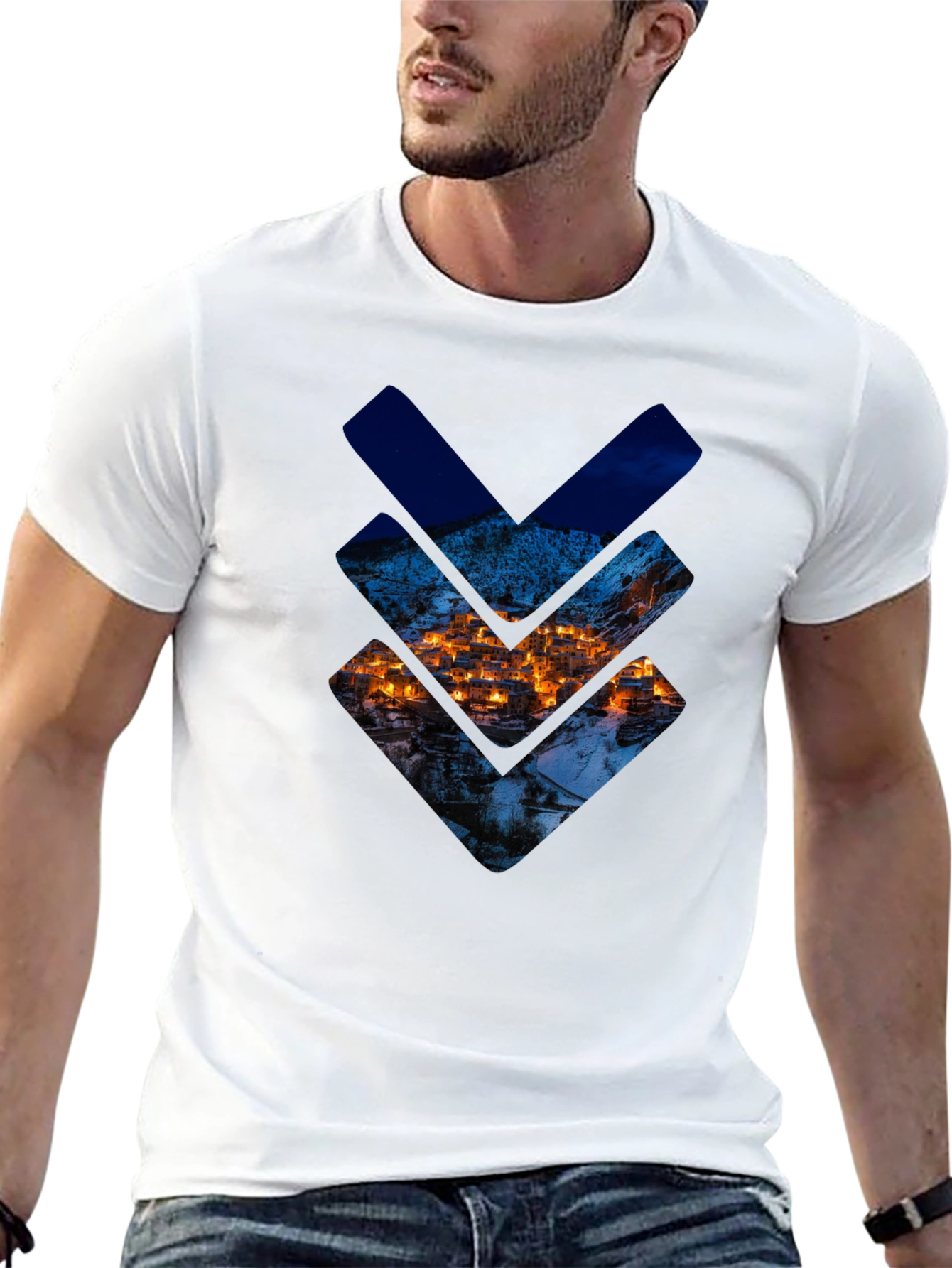 Urban Townscape Graphic Tee - Stylish Black T-Shirt