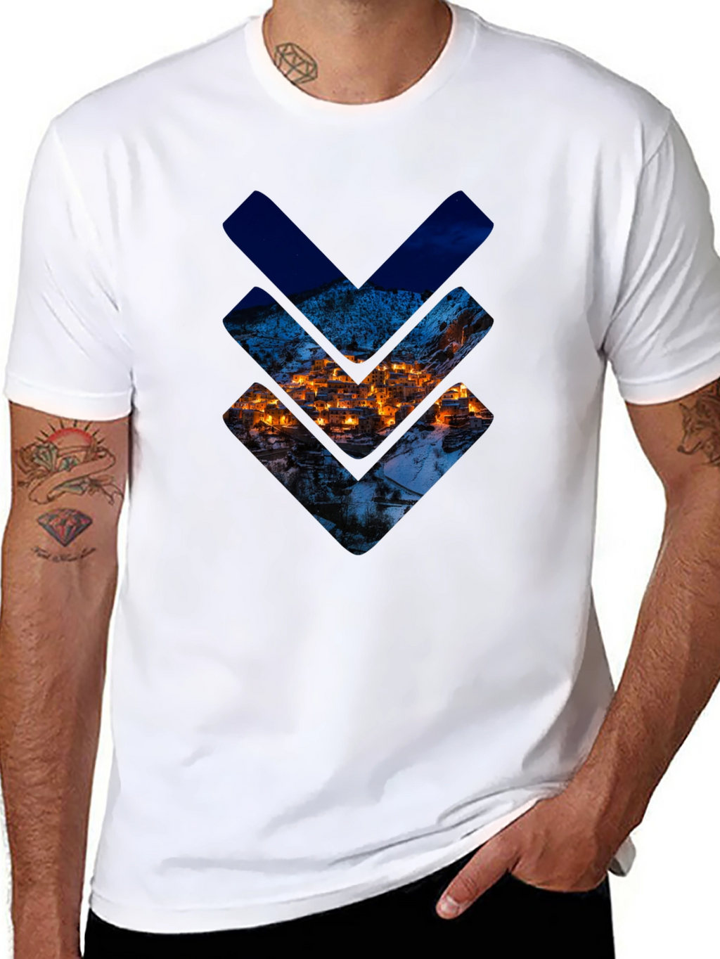 Urban Townscape Graphic Tee - Stylish Black T-Shirt