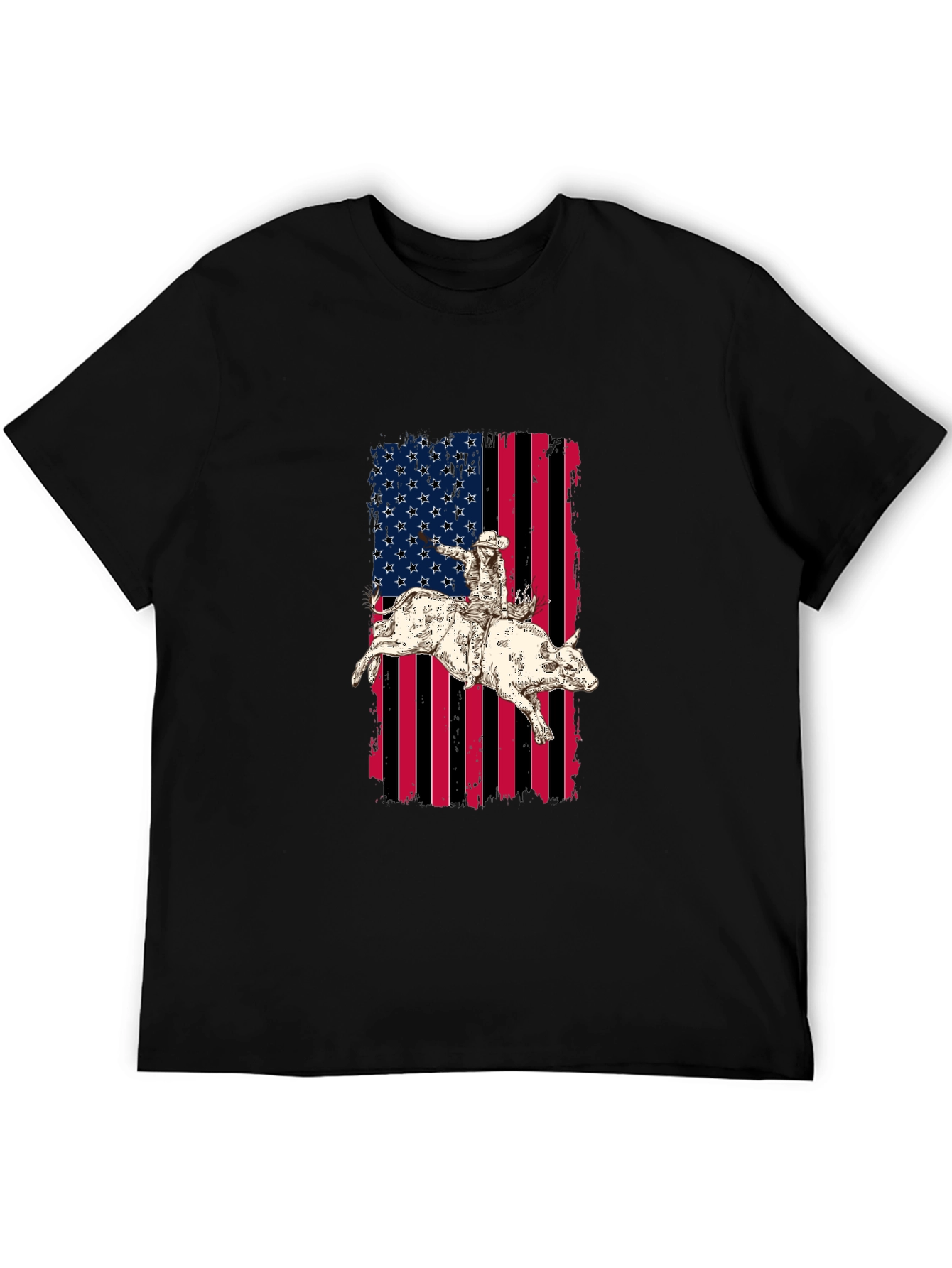 Rodeo Rider American Flag Graphic T-Shirt