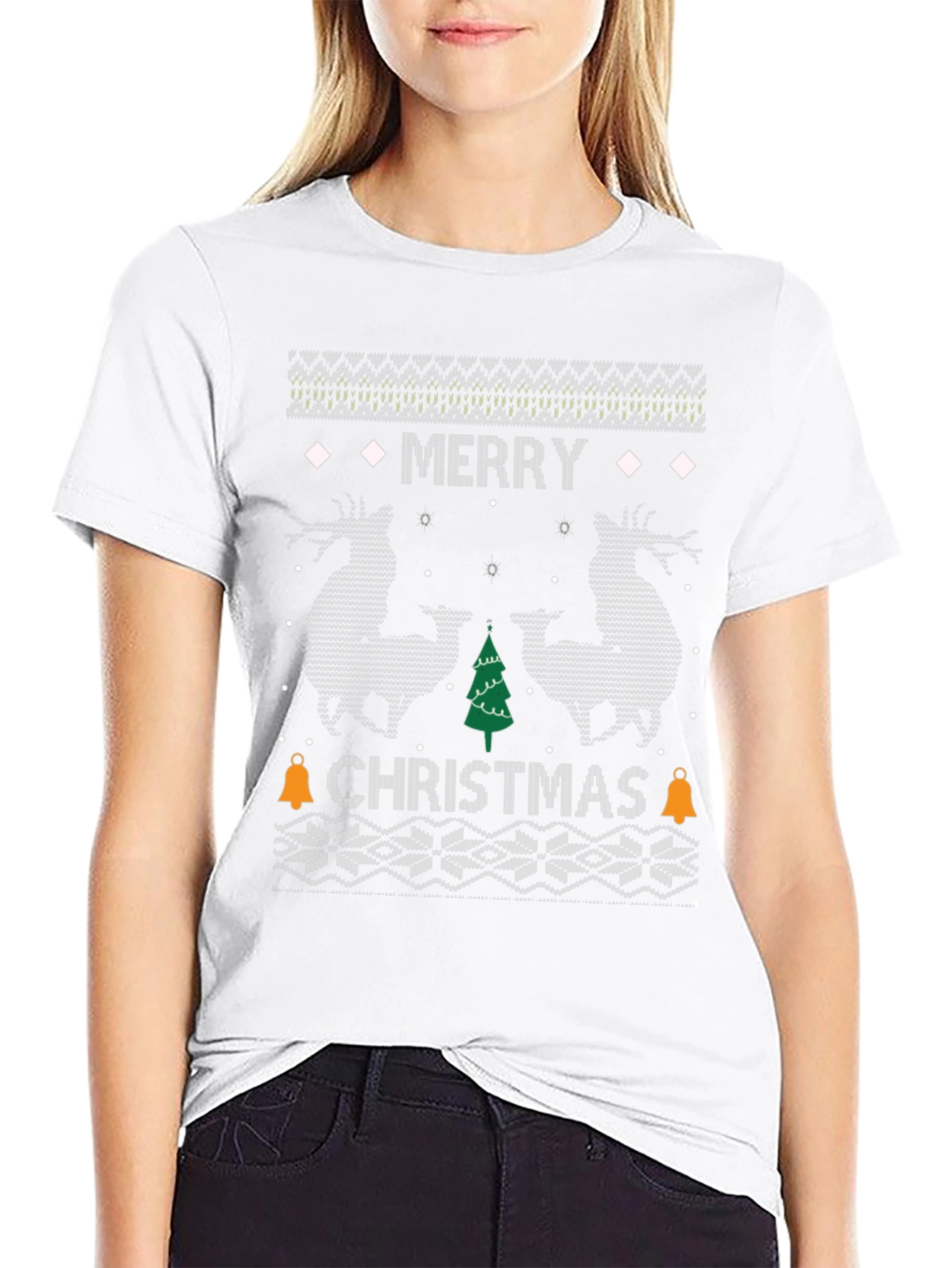 Merry Christmas Reindeer Graphic T-Shirt