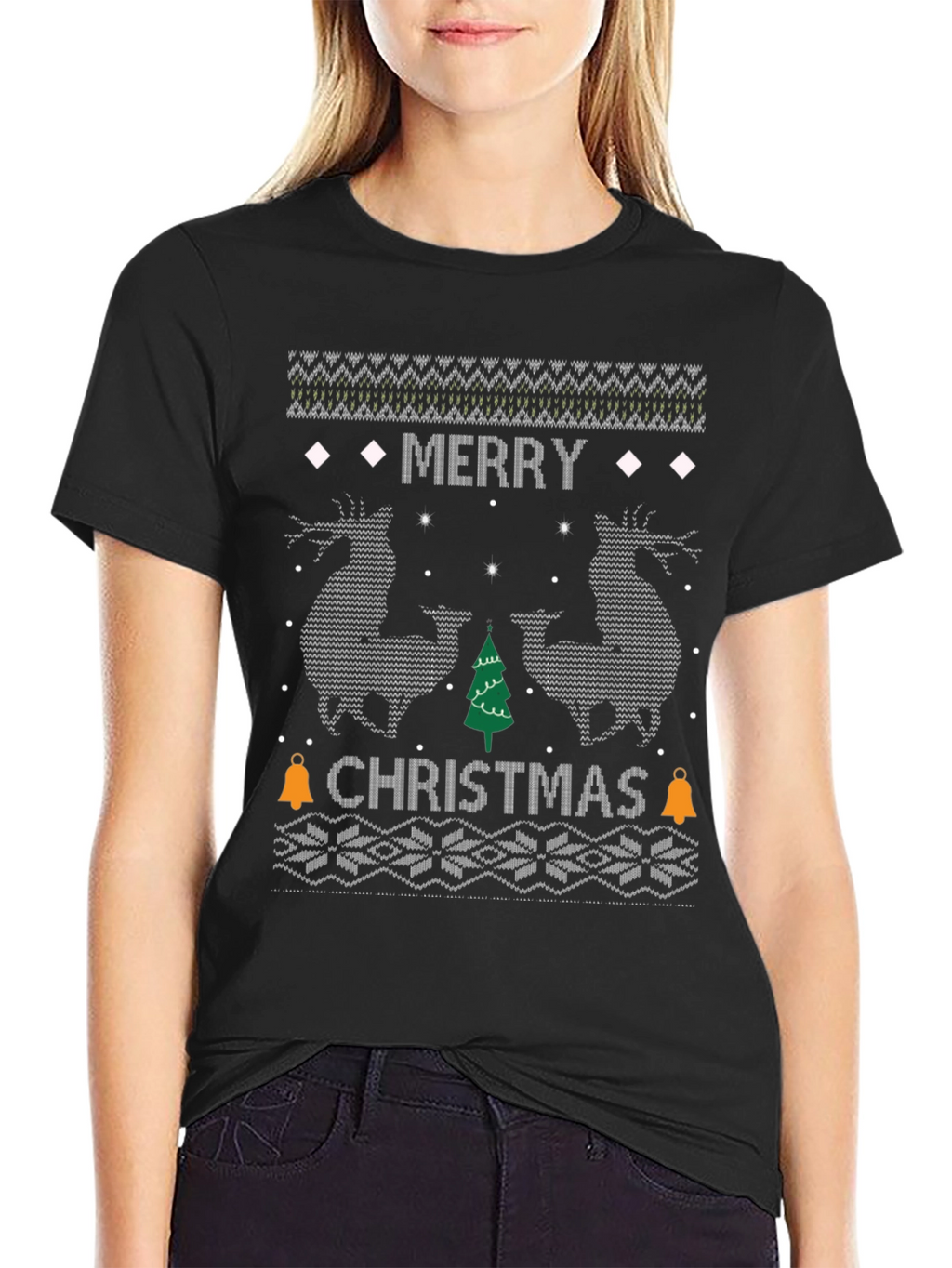 Merry Christmas Reindeer Graphic T-Shirt