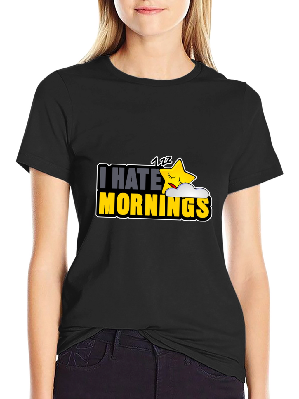 I Hate Mornings Black Graphic Tee