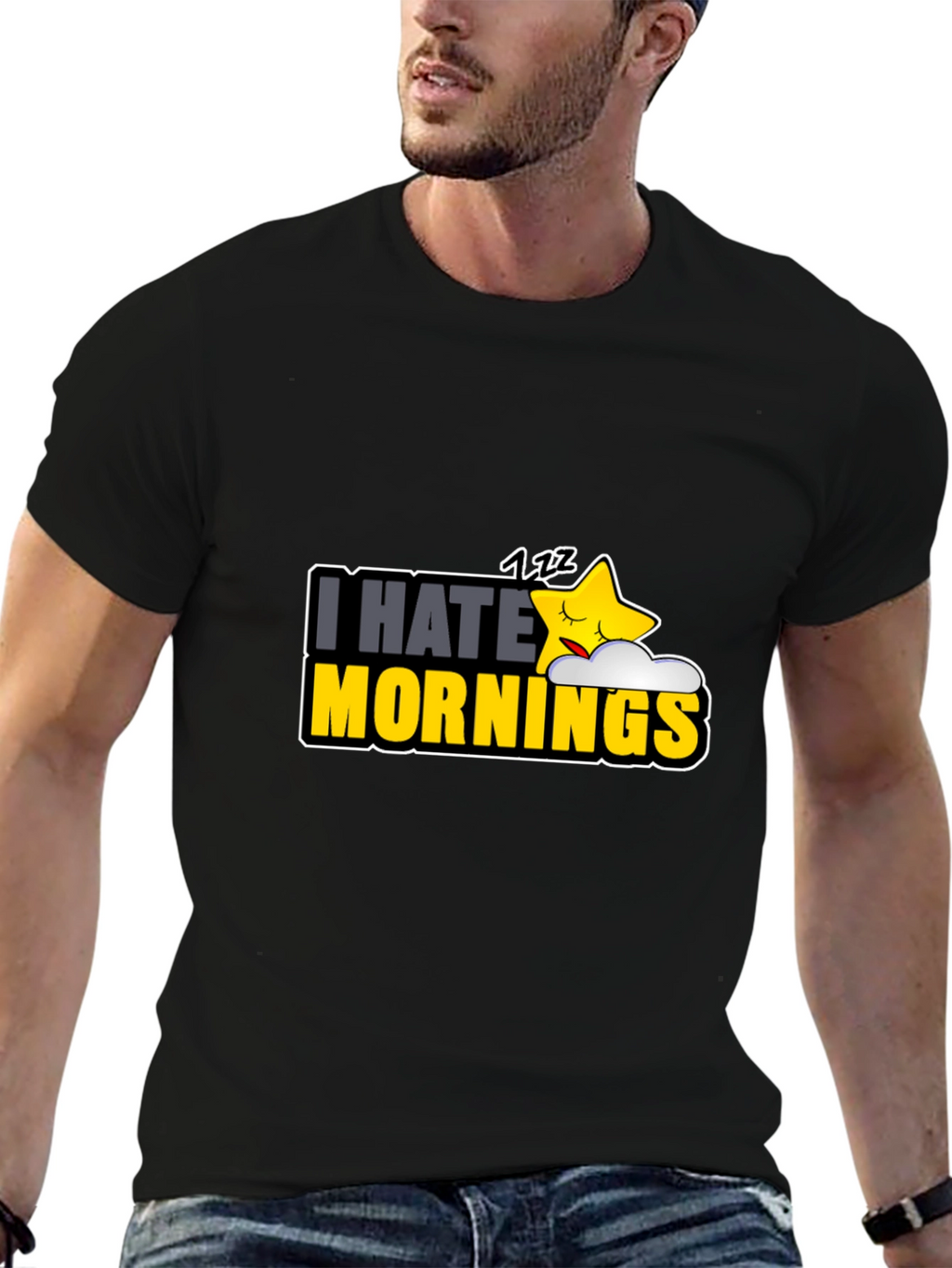 I Hate Mornings Black Graphic Tee