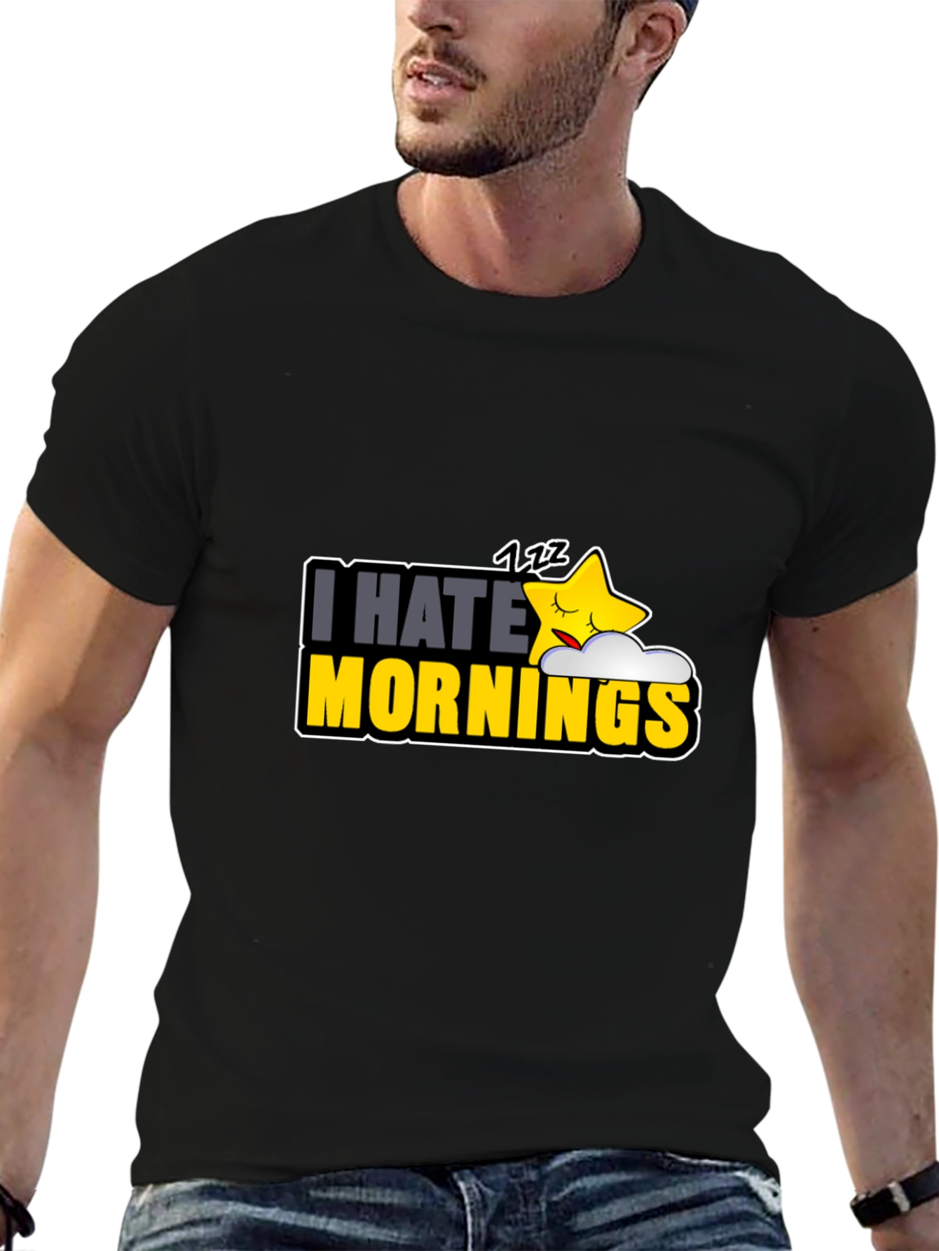 I Hate Mornings Black Graphic Tee