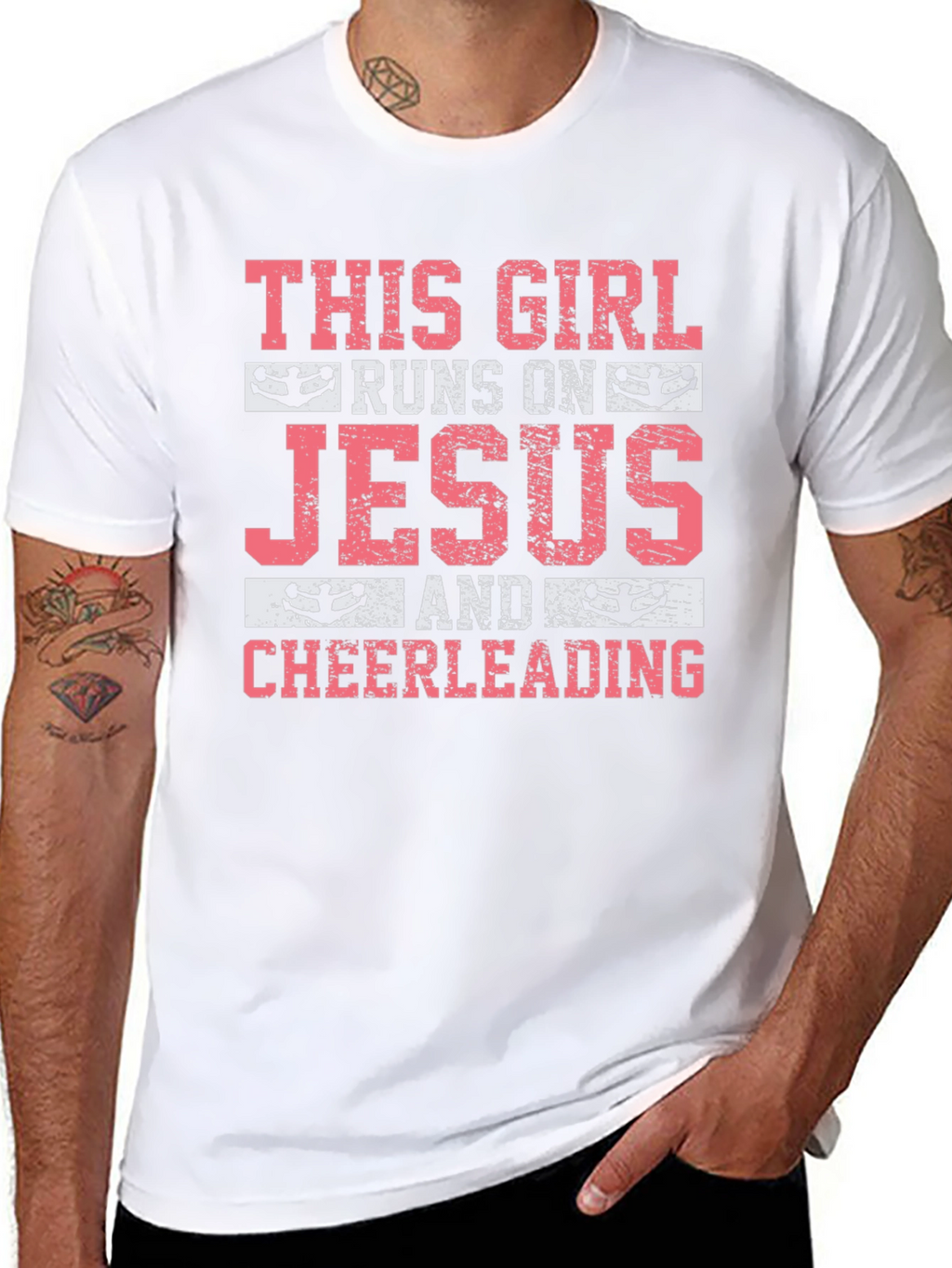This Girl Runs on Jesus & Cheerleading T-Shirt