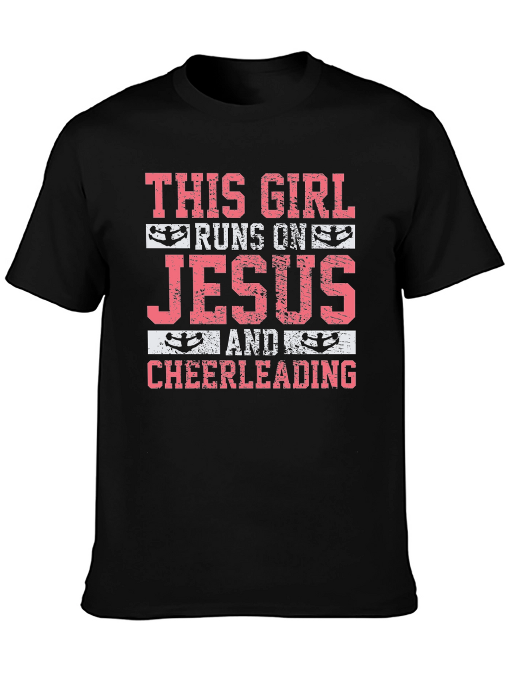 This Girl Runs on Jesus & Cheerleading T-Shirt