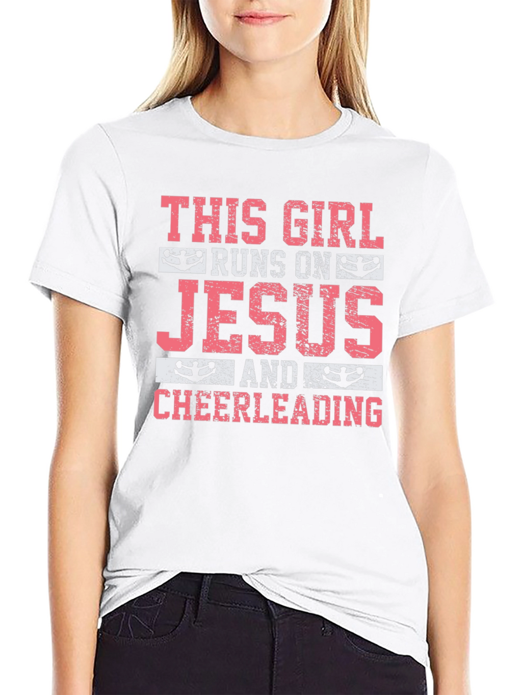 This Girl Runs on Jesus & Cheerleading T-Shirt