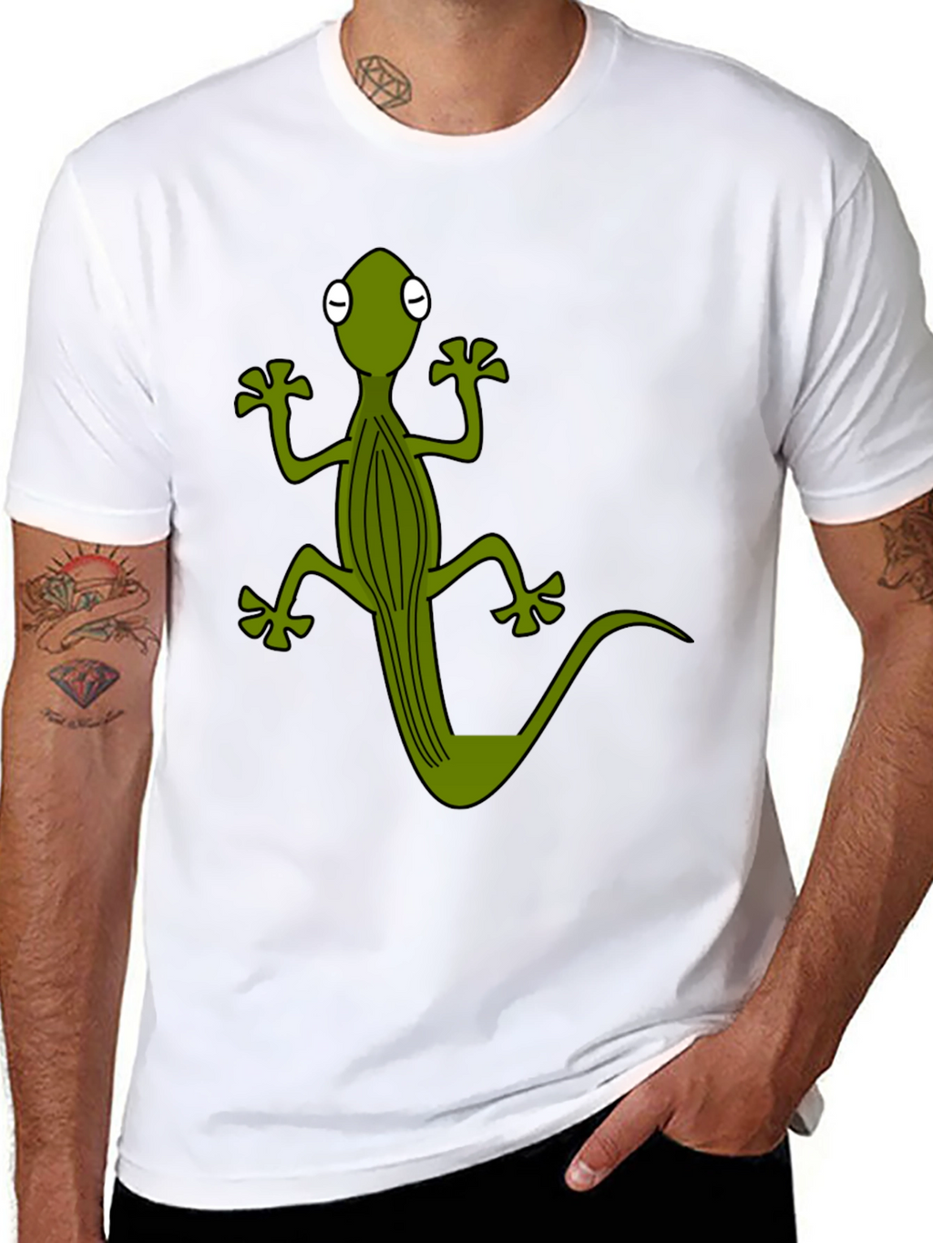 Cool Gecko Graphic Tee - Black Cotton T-Shirt