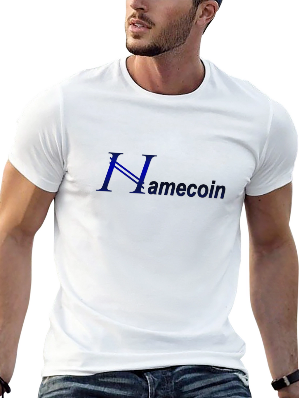 Namecoin Blue Lettering Black T-Shirt