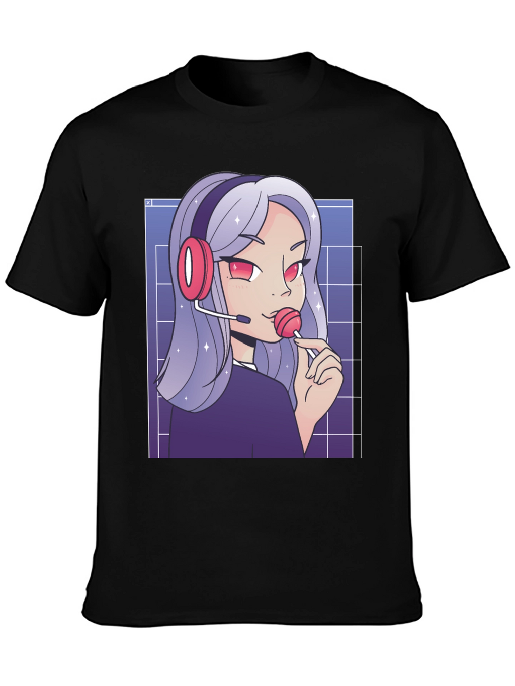 Anime Gamer Girl T-Shirt - Black Graphic Tee