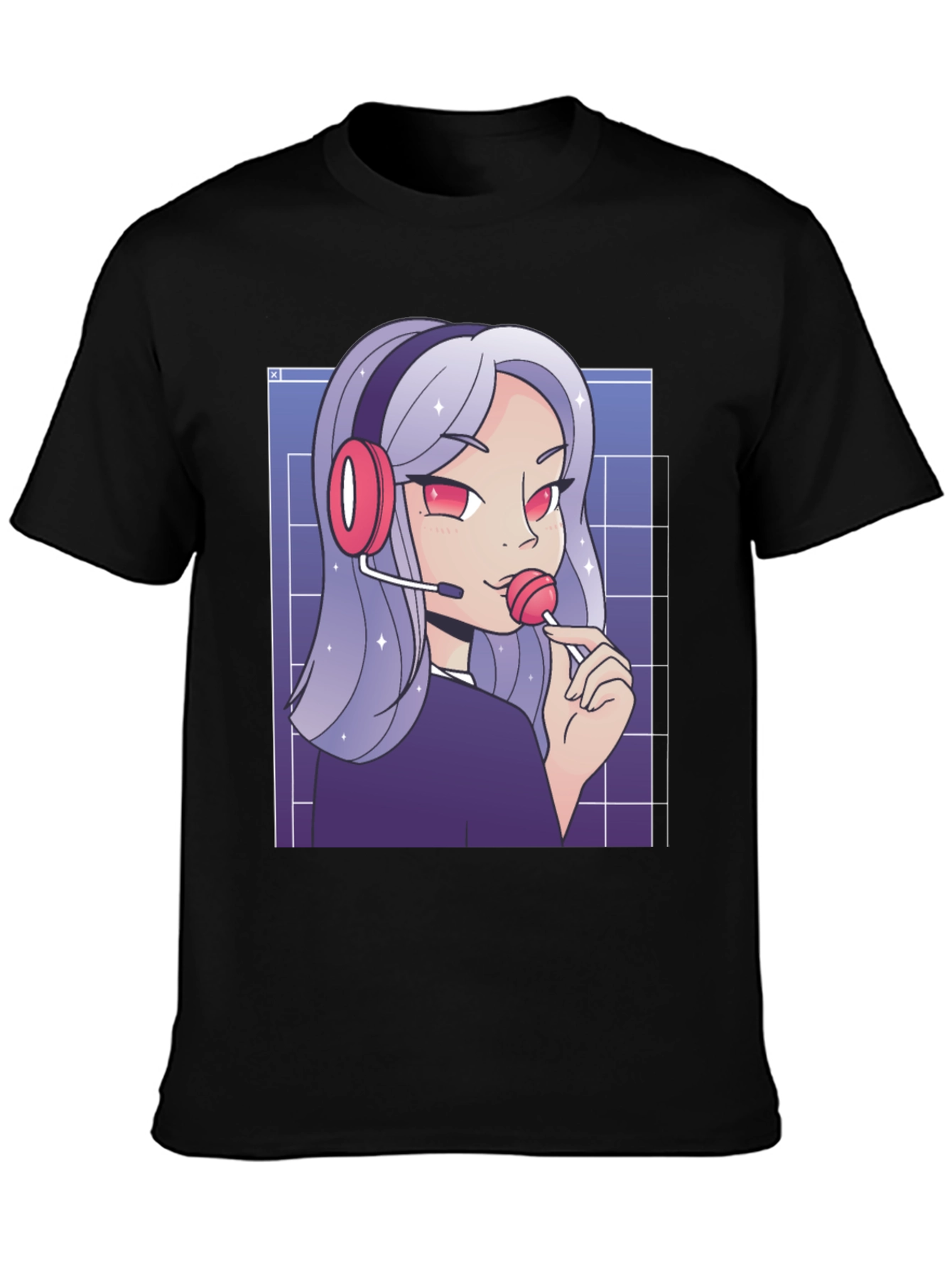Anime Gamer Girl T-Shirt - Black Graphic Tee