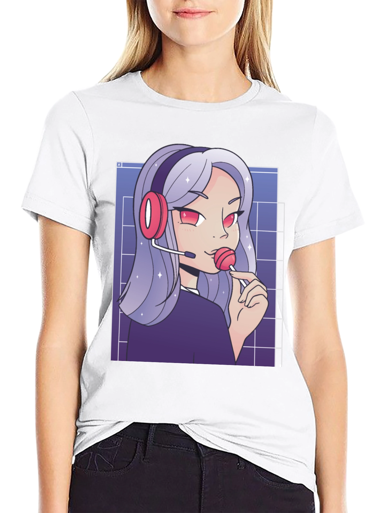 Anime Gamer Girl T-Shirt - Black Graphic Tee