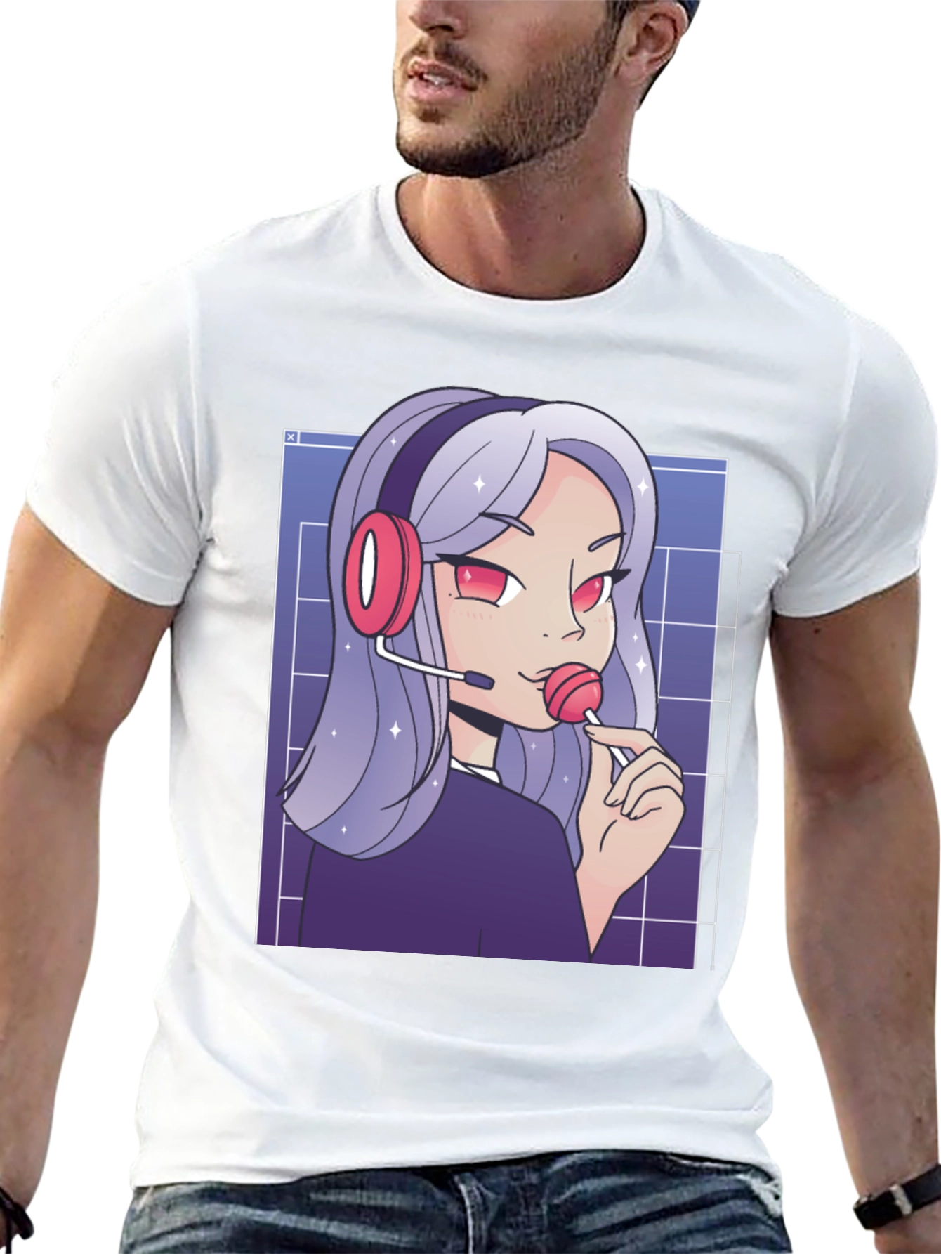 Anime Gamer Girl T-Shirt - Black Graphic Tee