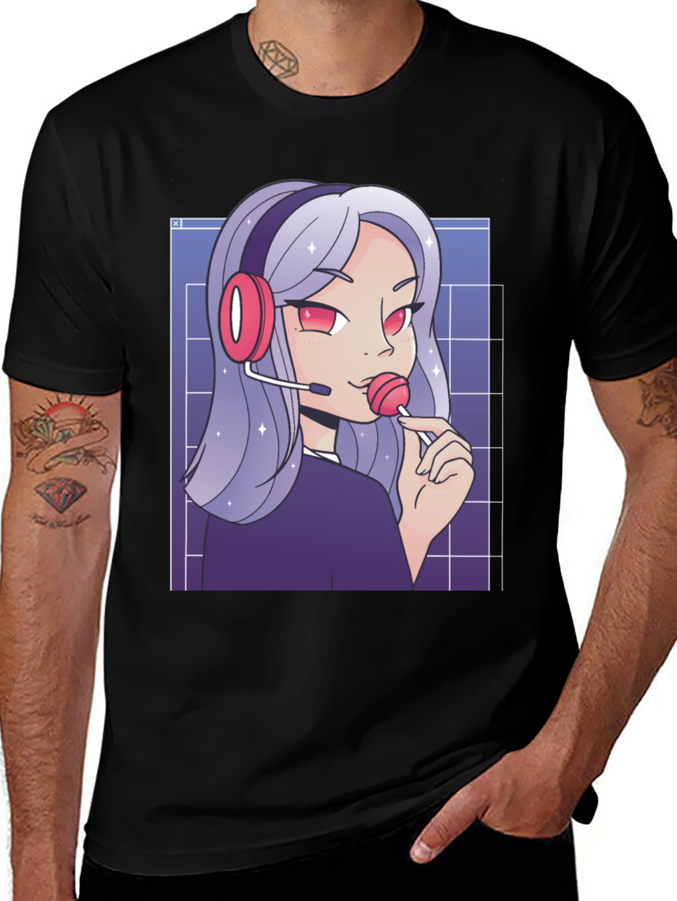 Anime Gamer Girl T-Shirt - Black Graphic Tee