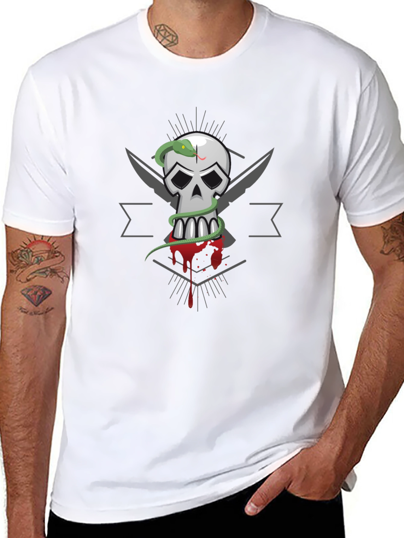 Skull & Snake Graphic Tee - Mens Black T-Shirt