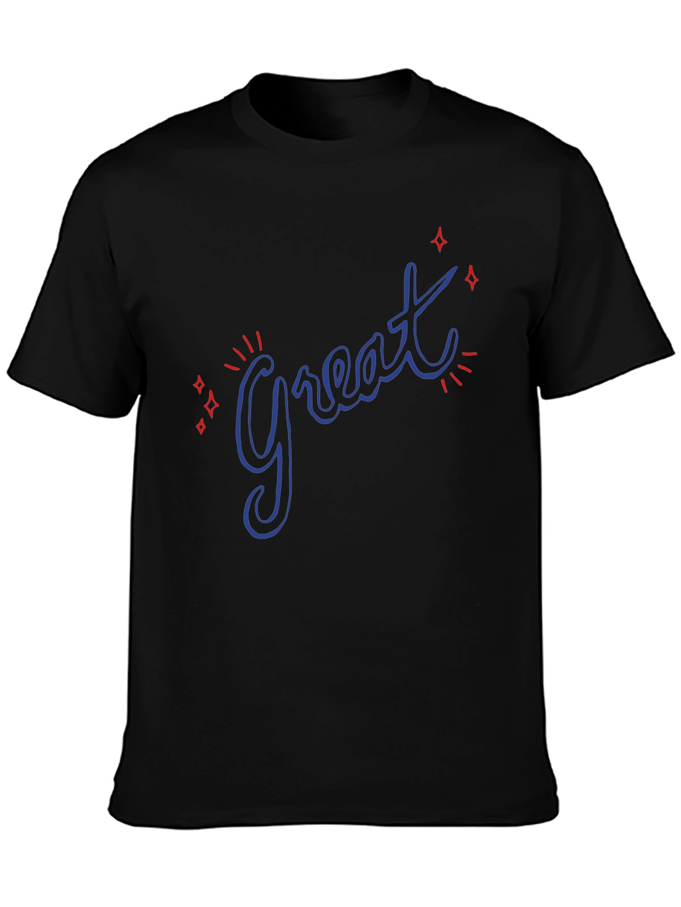 Great Graphic Tee - Trendy Casual Black T-Shirt