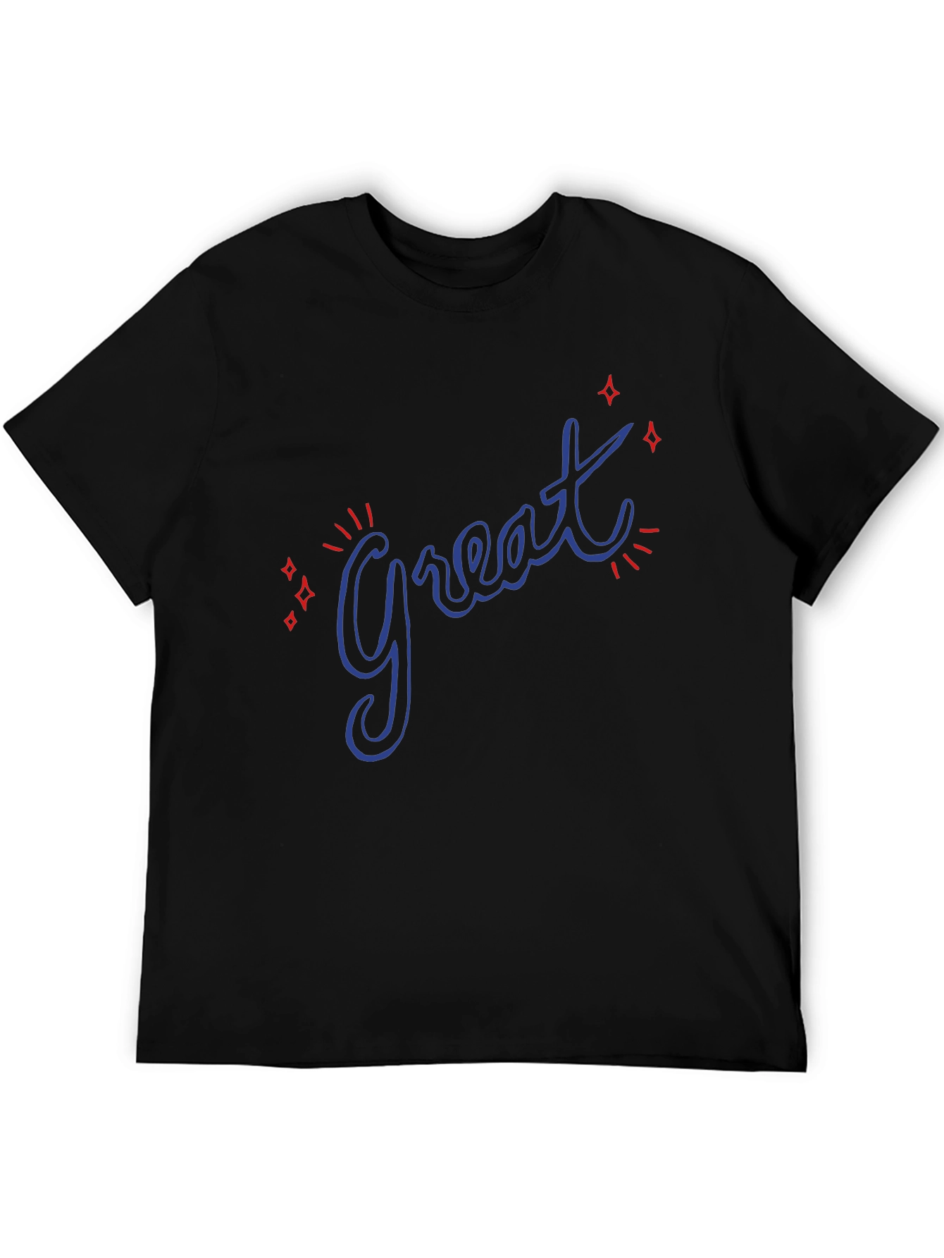Great Graphic Tee - Trendy Casual Black T-Shirt