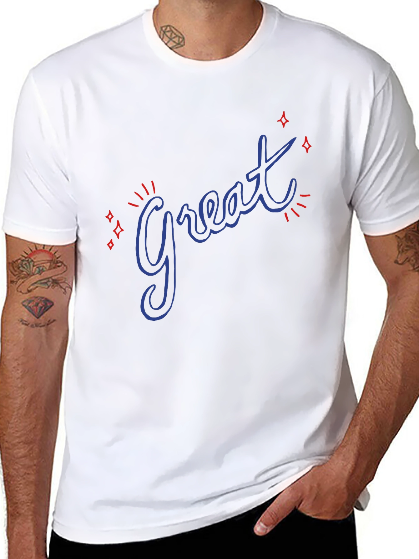 Great Graphic Tee - Trendy Casual Black T-Shirt