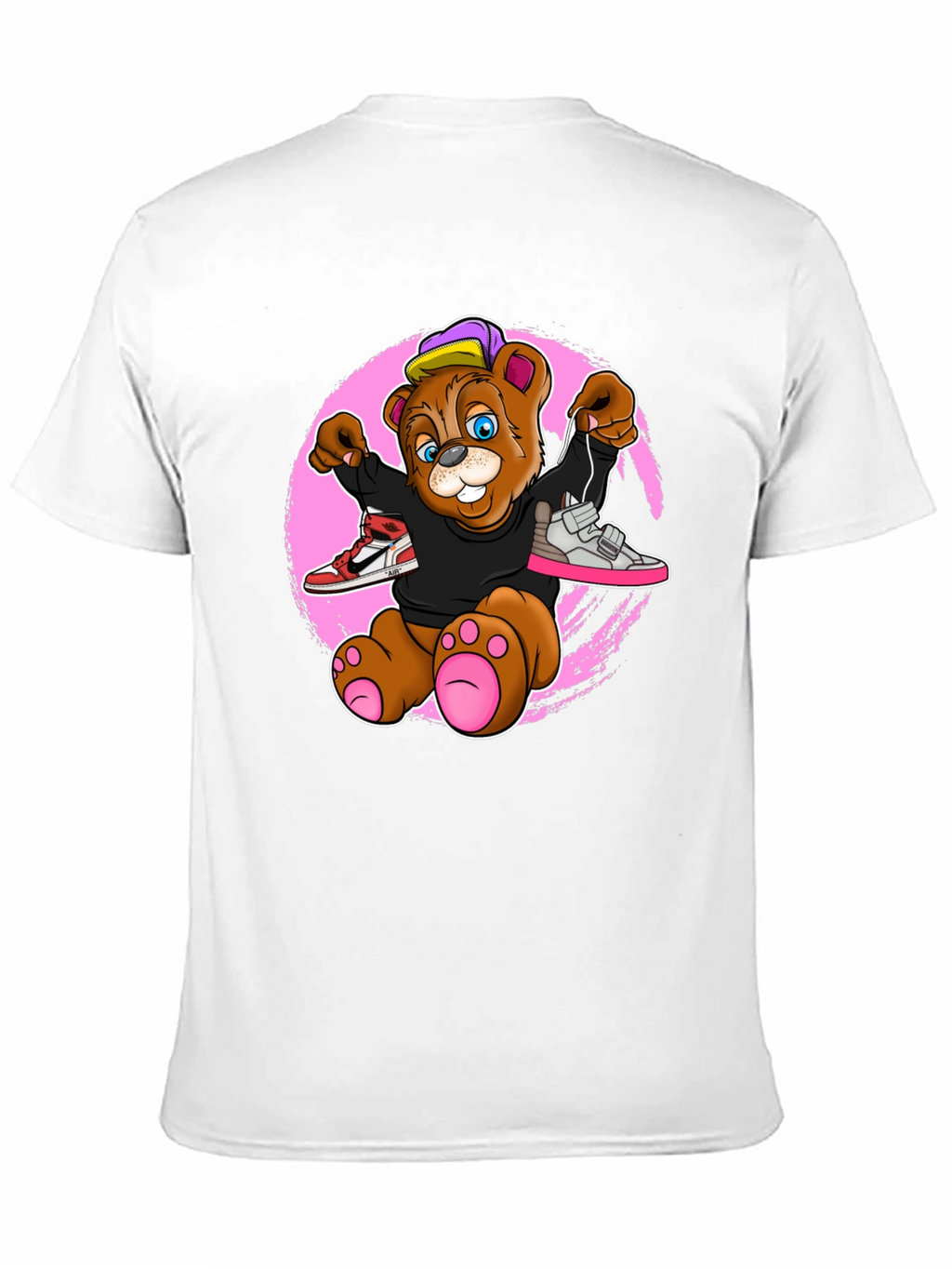Cartoon Bear with Sneakers Graphic T-Shirt