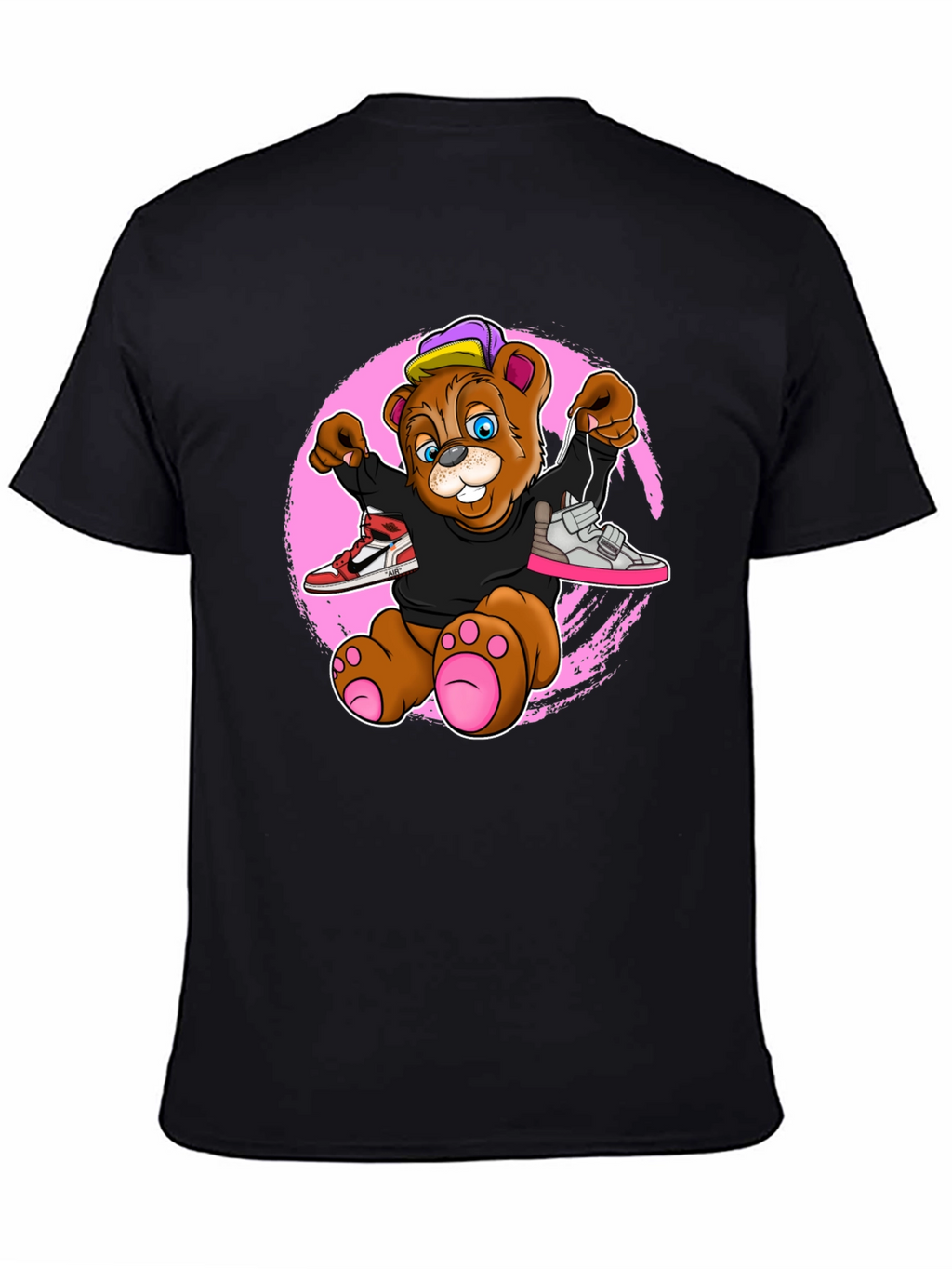 Cartoon Bear with Sneakers Graphic T-Shirt