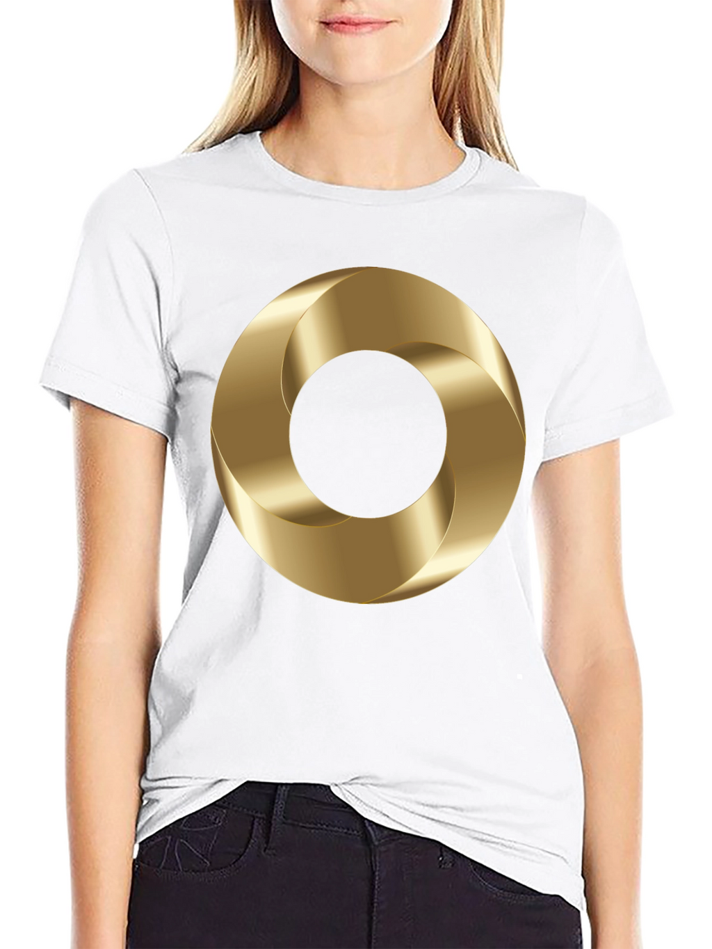 Abstract Gold Torus Graphic Print T-Shirt