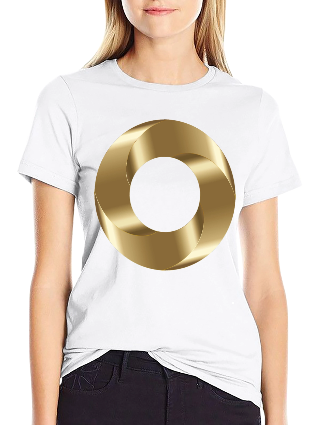 Abstract Gold Torus Graphic Print T-Shirt
