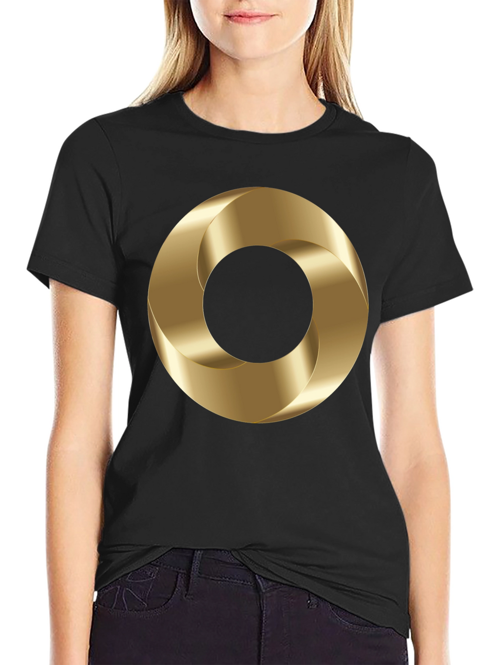 Abstract Gold Torus Graphic Print T-Shirt