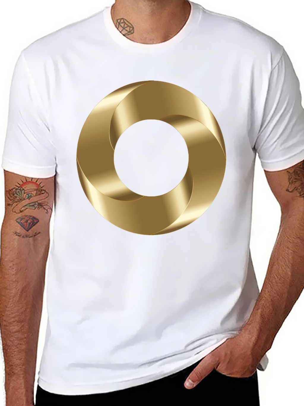 Abstract Gold Torus Graphic Print T-Shirt