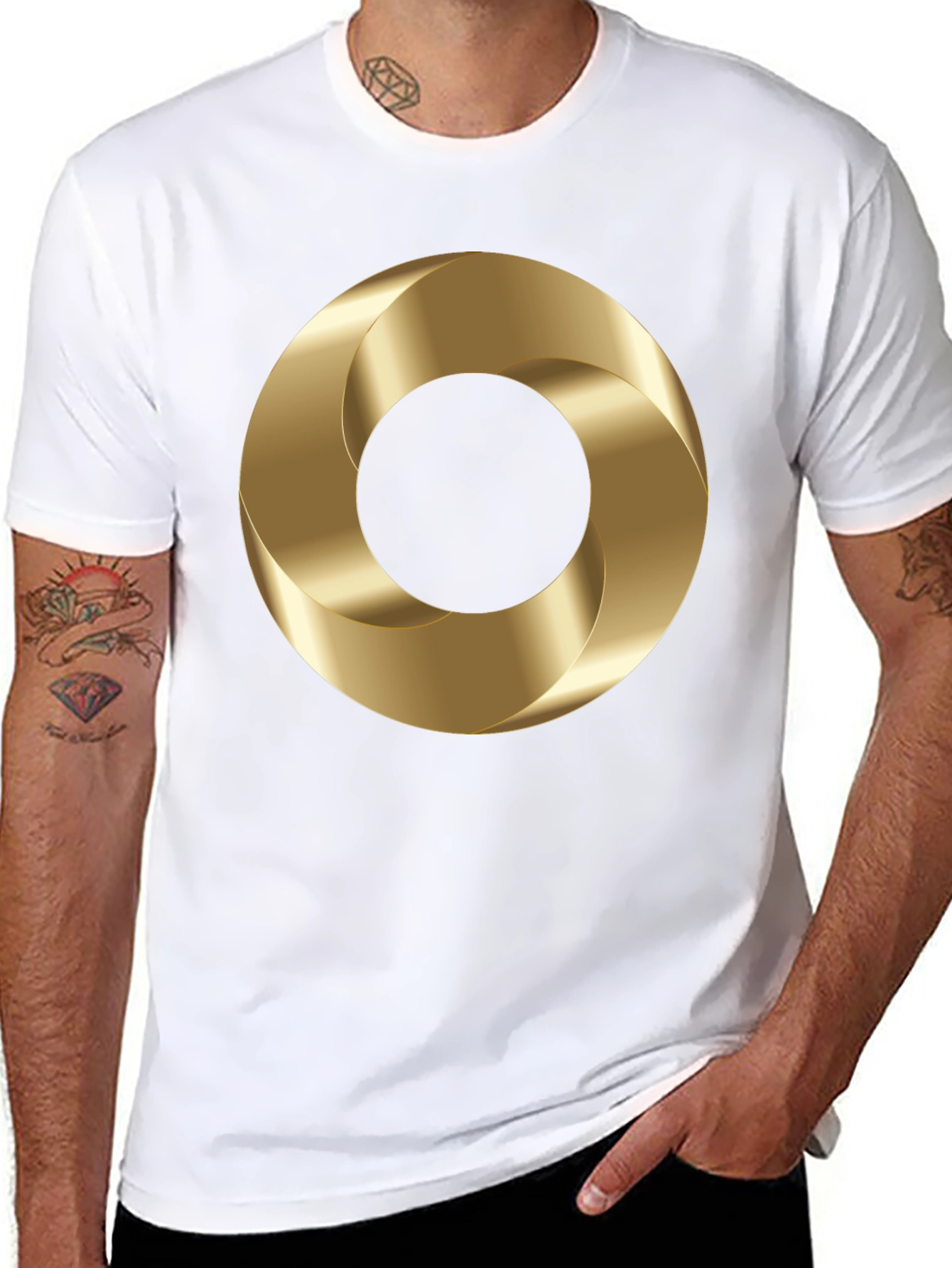 Abstract Gold Torus Graphic Print T-Shirt