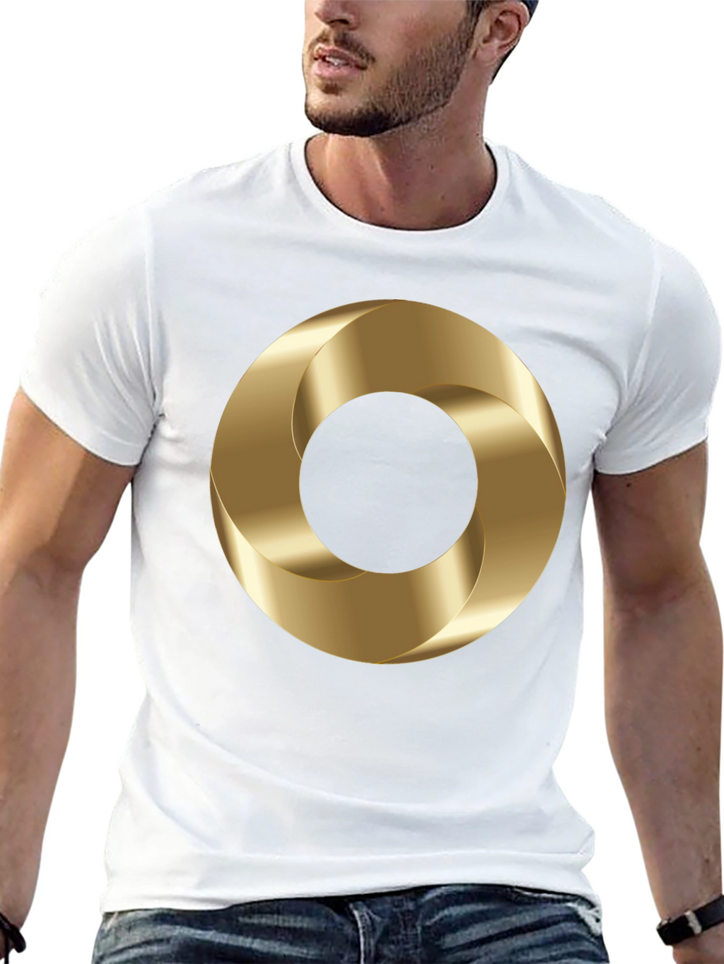 Abstract Gold Torus Graphic Print T-Shirt