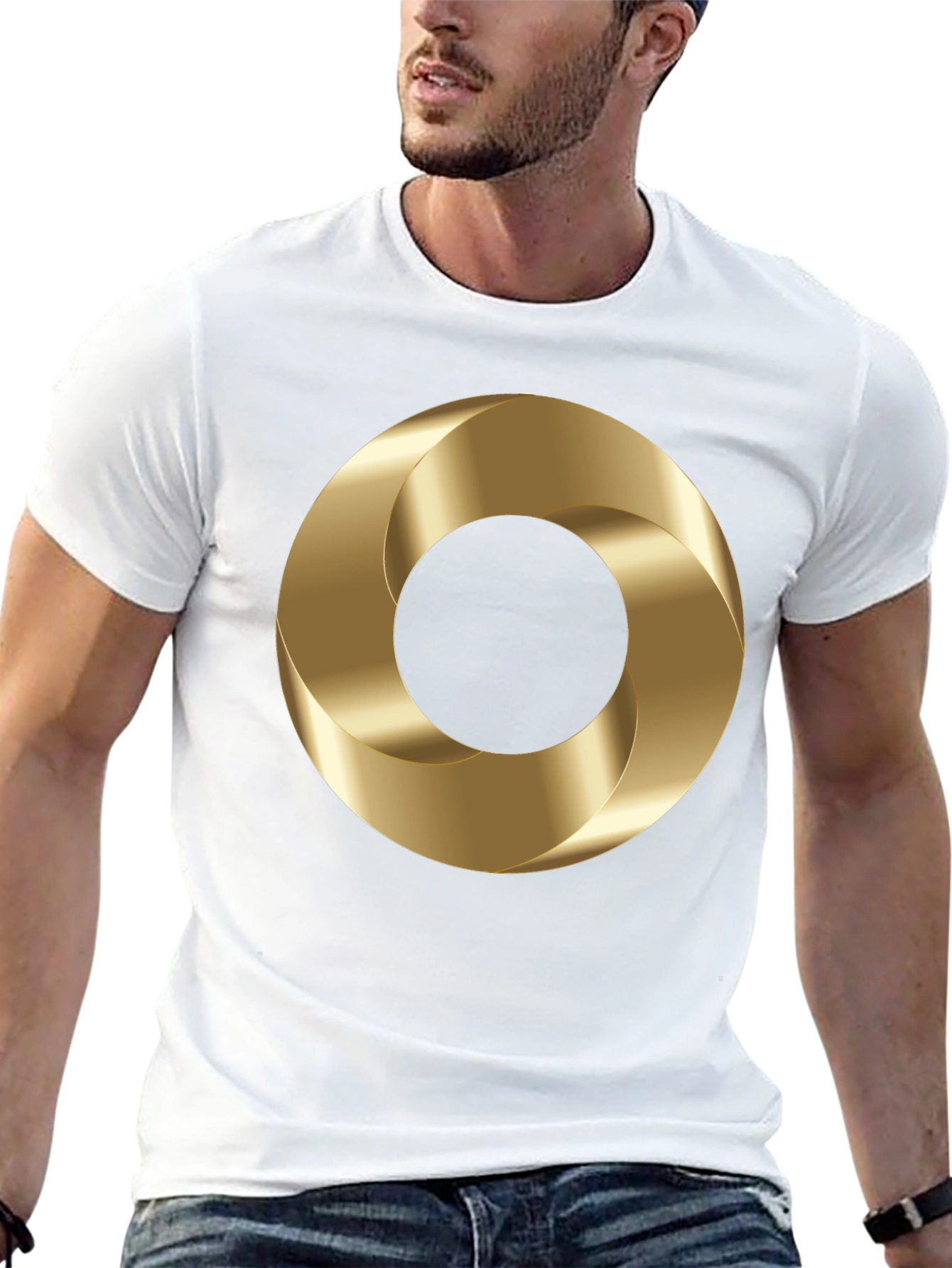 Abstract Gold Torus Graphic Print T-Shirt