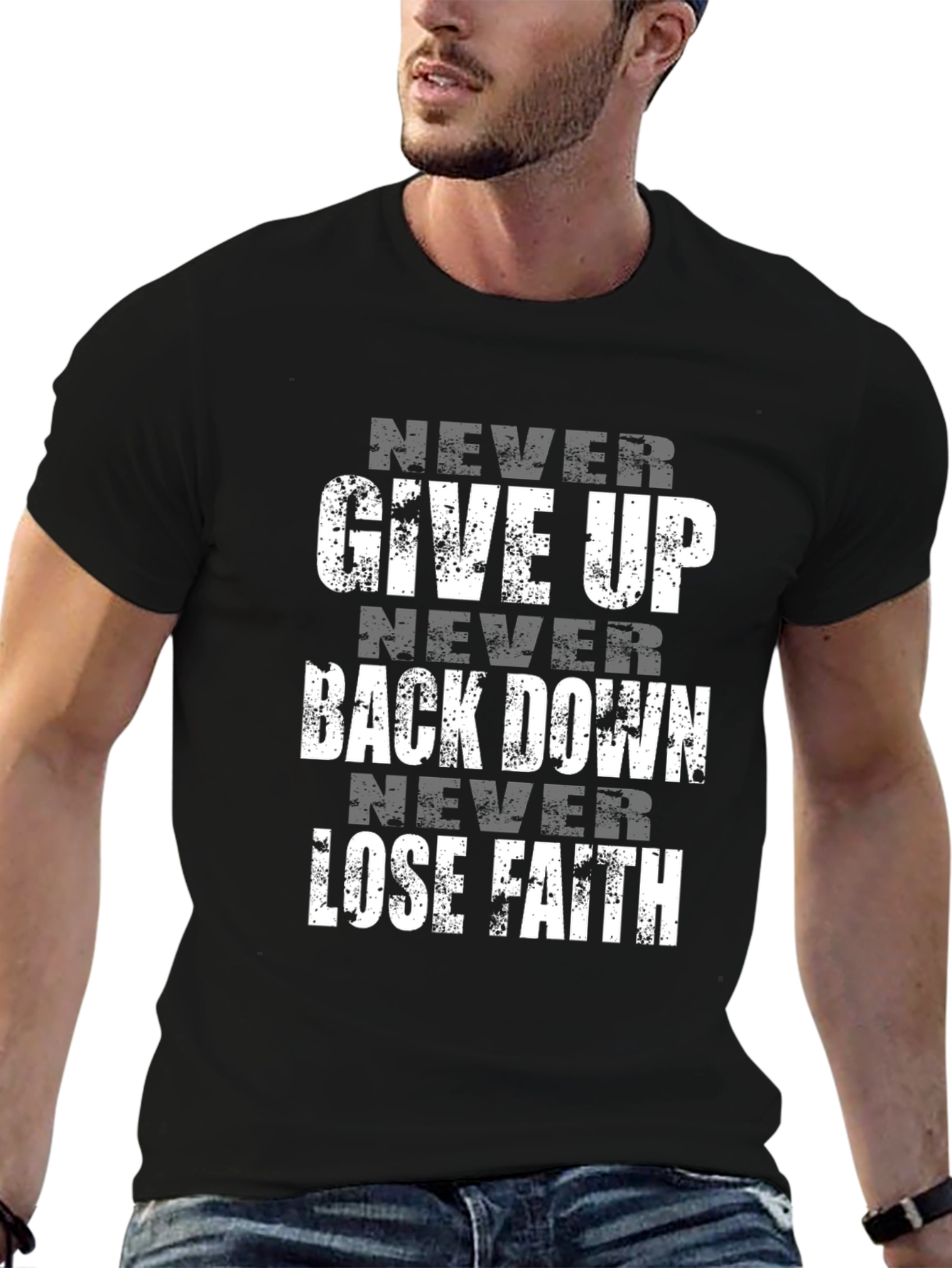 Motivational Never Settle Black Graphic Tee