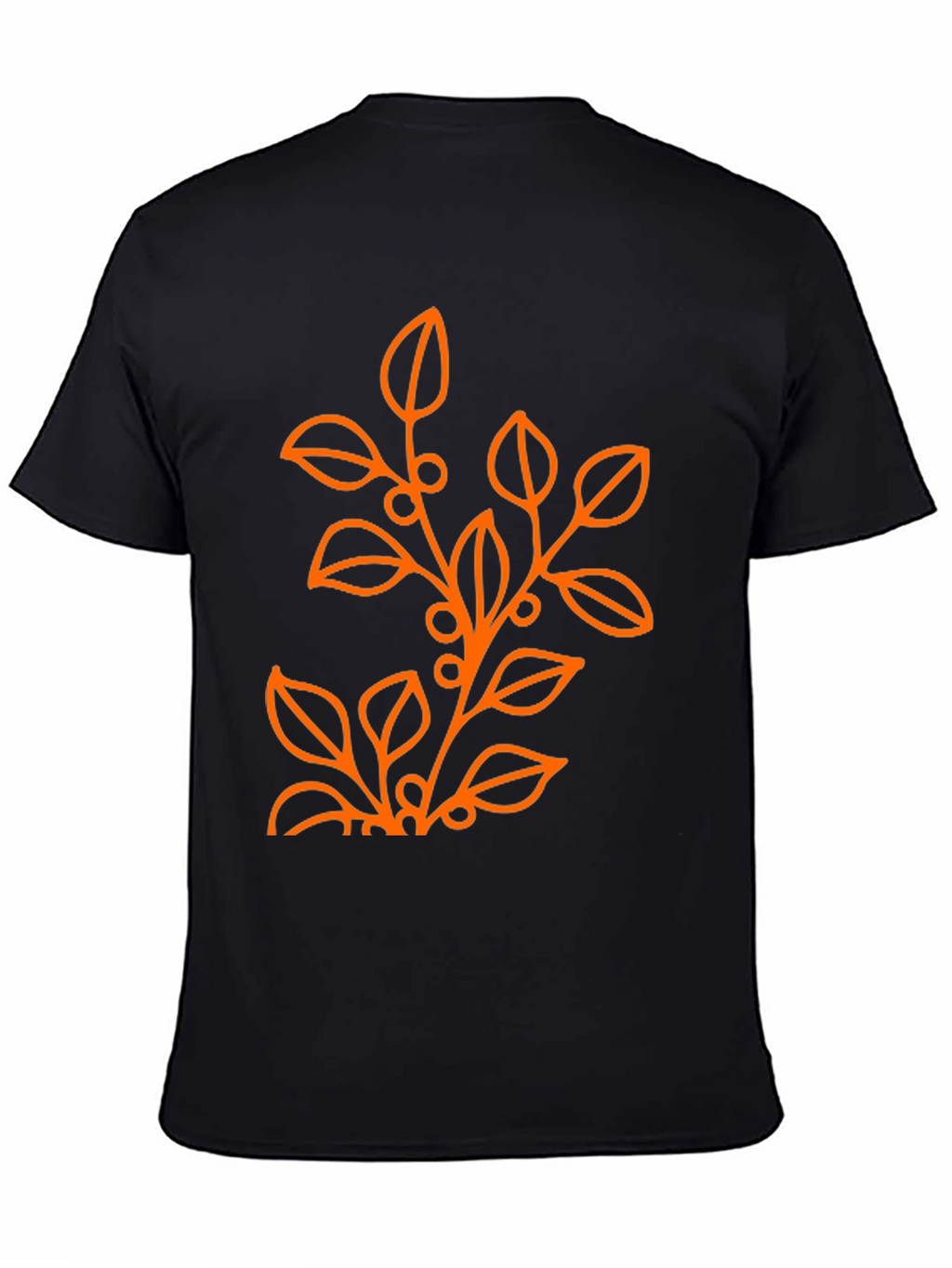 Mens Black T-Shirt with Orange Floral Design
