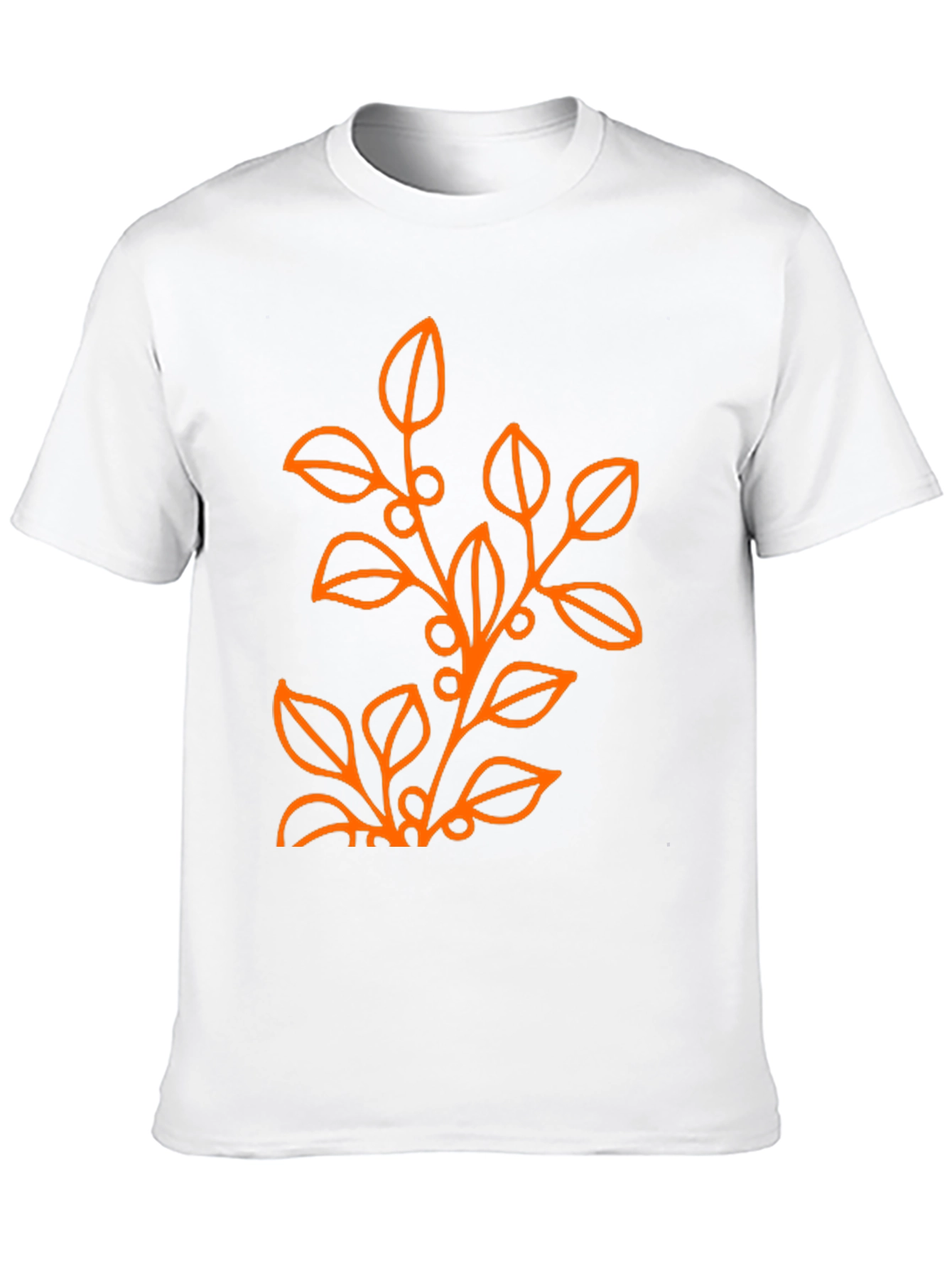 Mens Black T-Shirt with Orange Floral Design