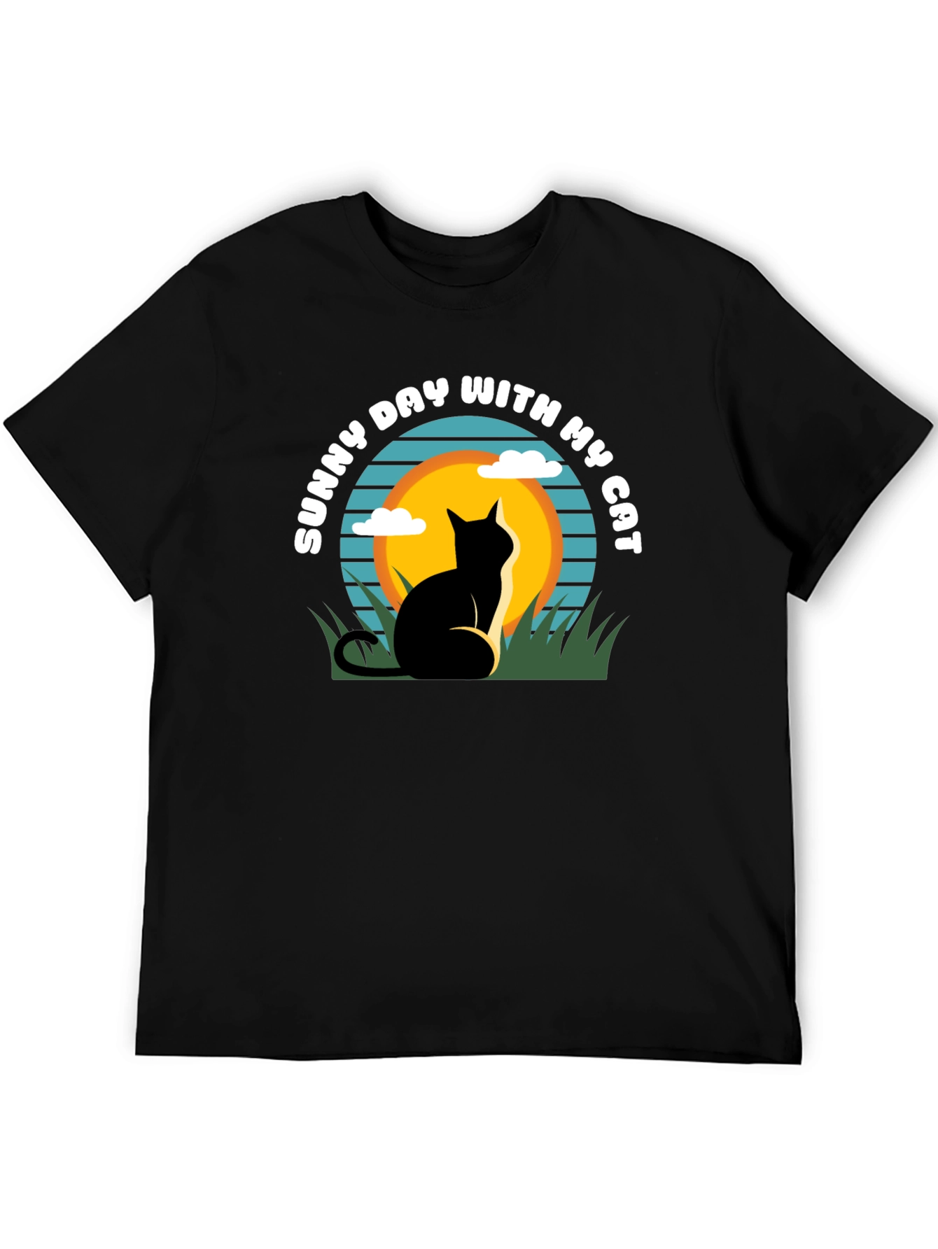 Sunny Day With My Cat Black T-Shirt