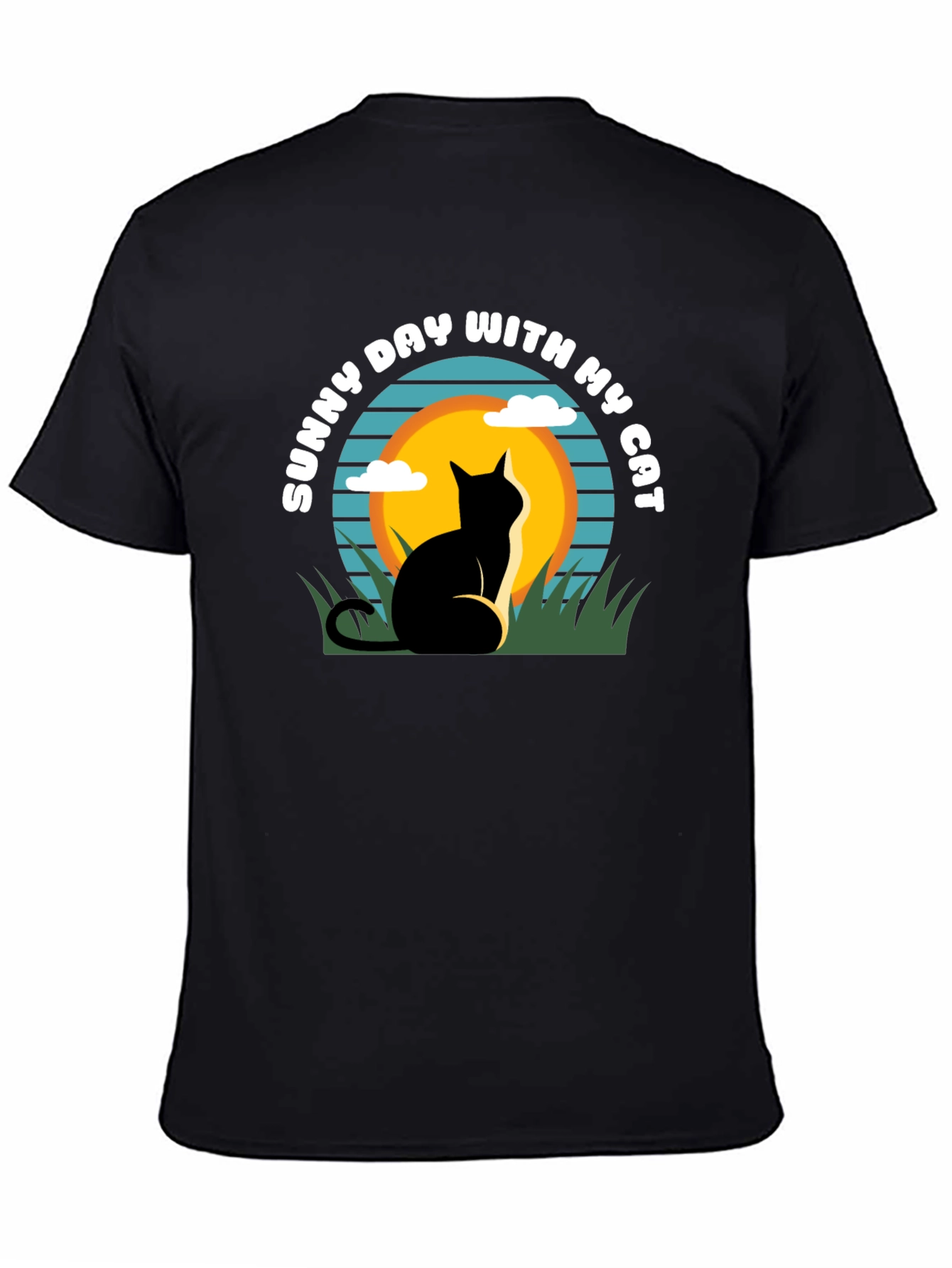 Sunny Day With My Cat Black T-Shirt
