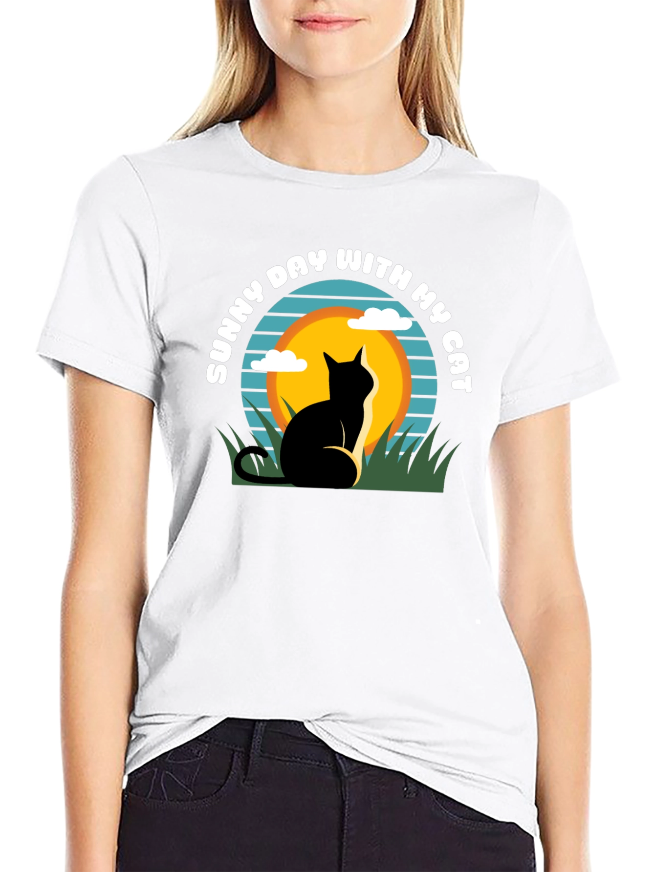 Sunny Day With My Cat Black T-Shirt
