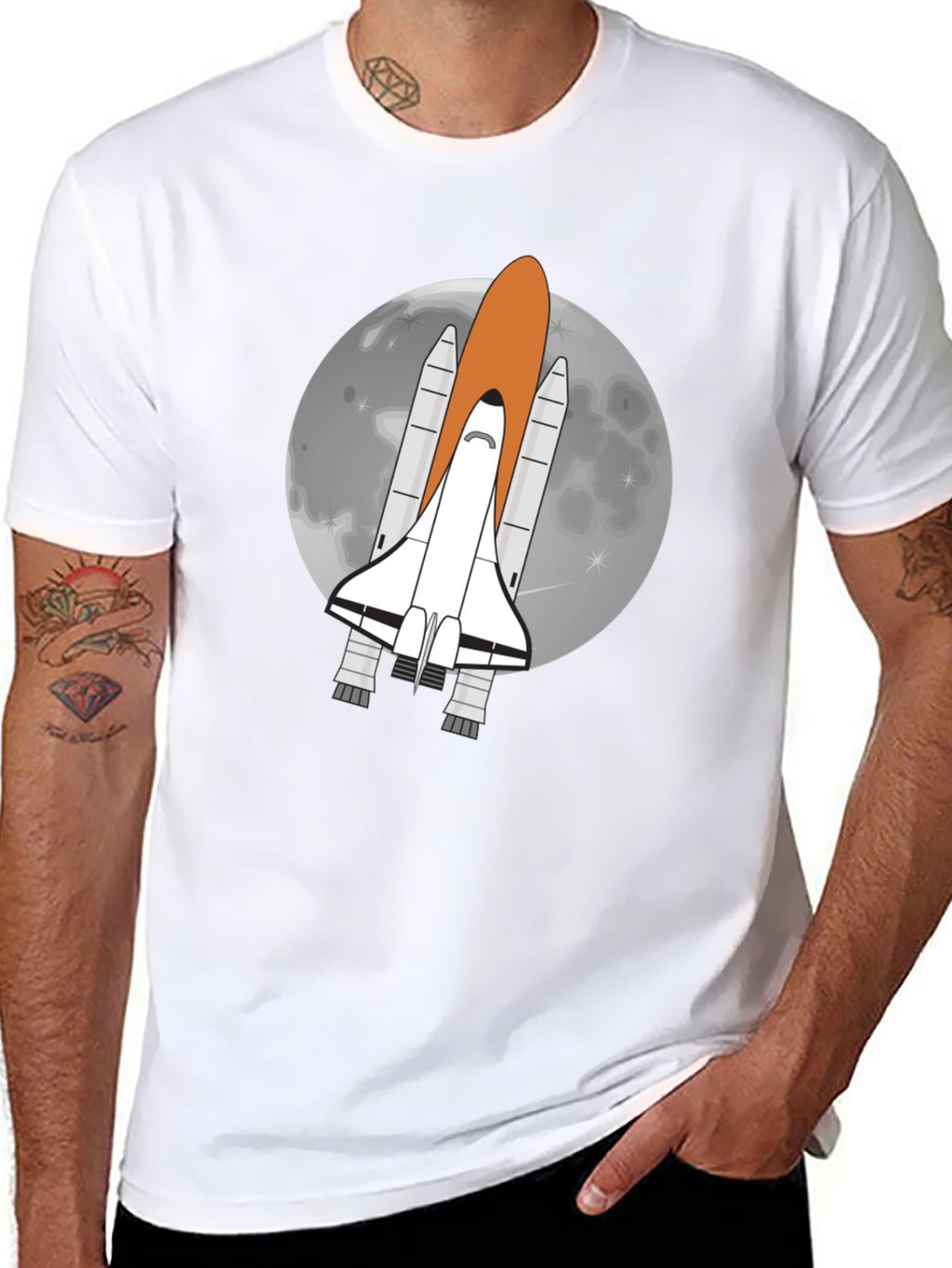 Space Shuttle Moon Graphic Tee - Black