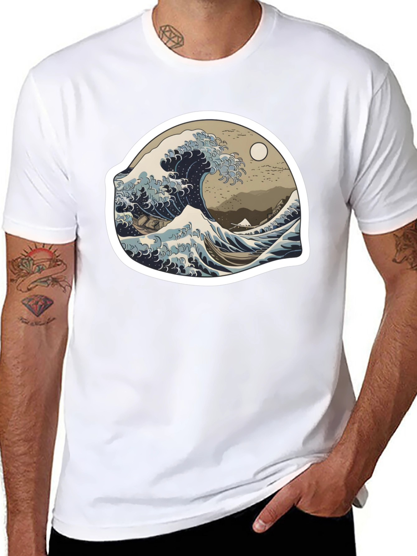 Great Wave Graphic Tee - Black Casual Style
