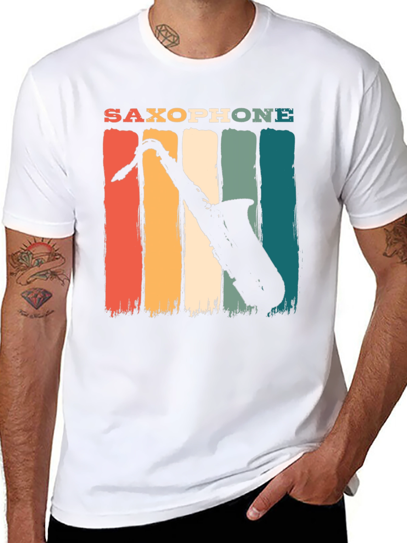 Retro Saxophone Graphic T-Shirt