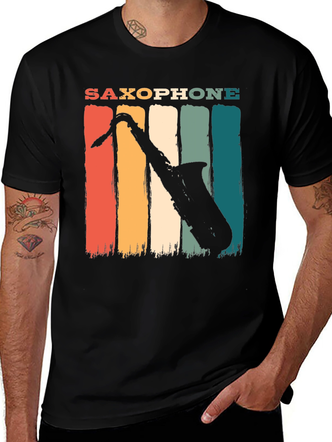 Retro Saxophone Graphic T-Shirt