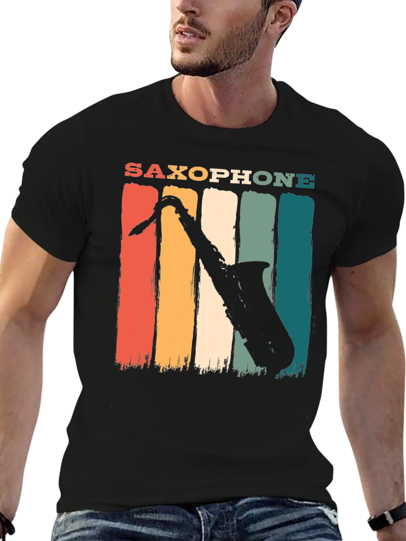 Retro Saxophone Graphic T-Shirt