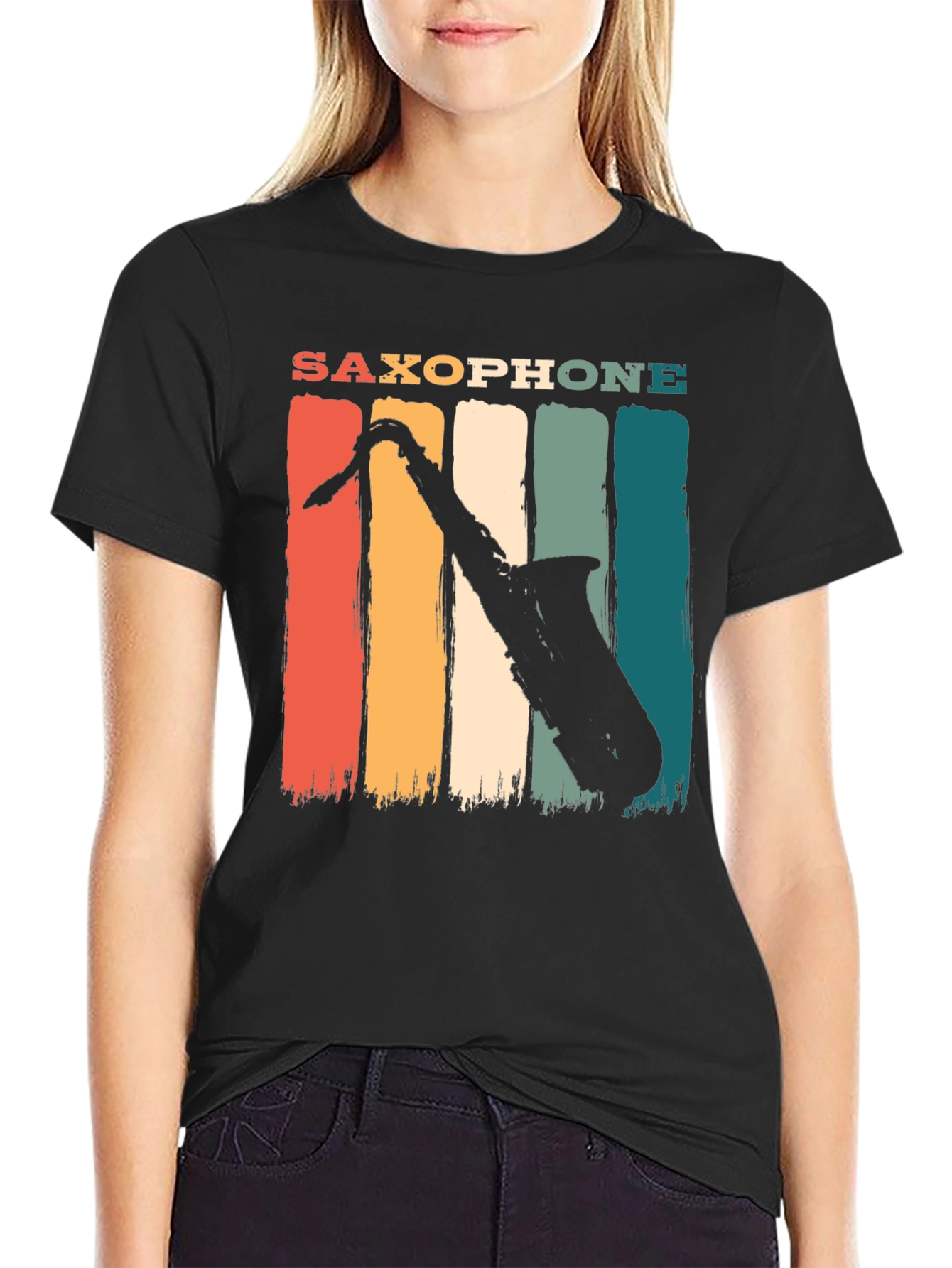 Retro Saxophone Graphic T-Shirt
