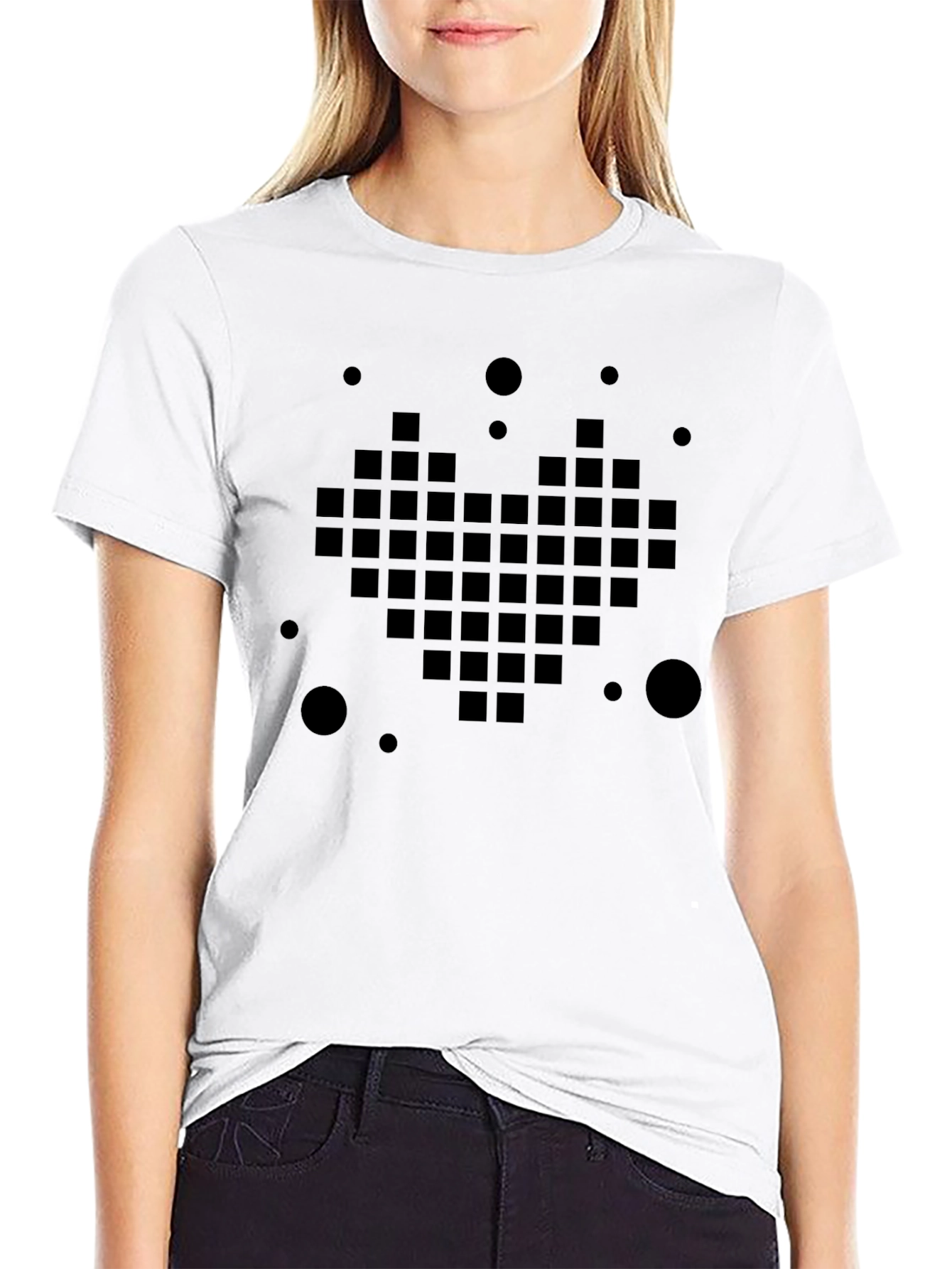 Pixel Heart Graphic Black T-Shirt