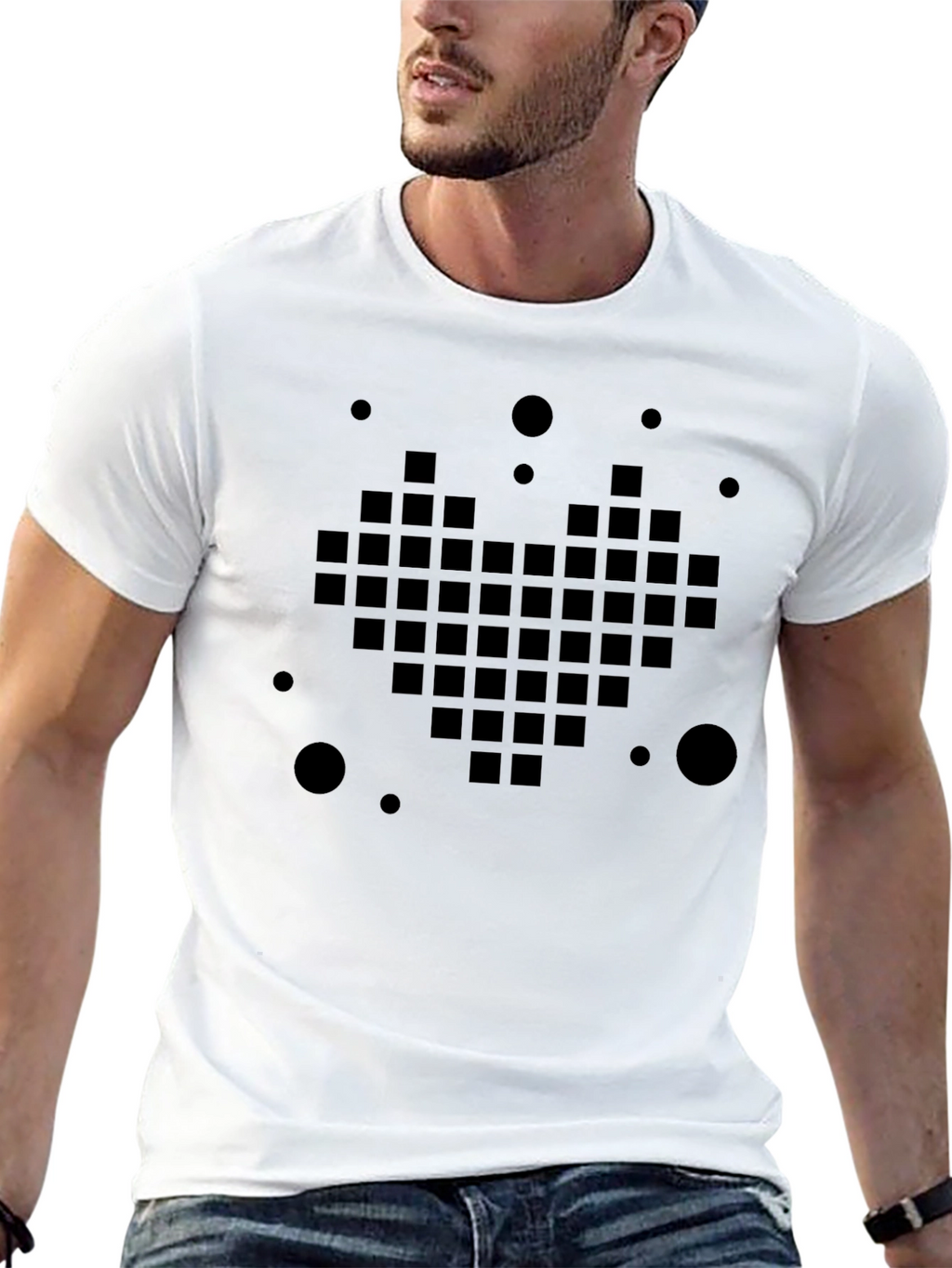 Pixel Heart Graphic Black T-Shirt