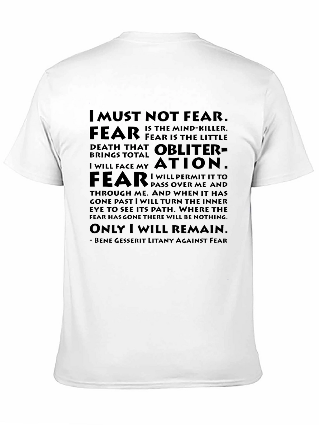 Bene Gesserit Litany Against Fear Black T-Shirt